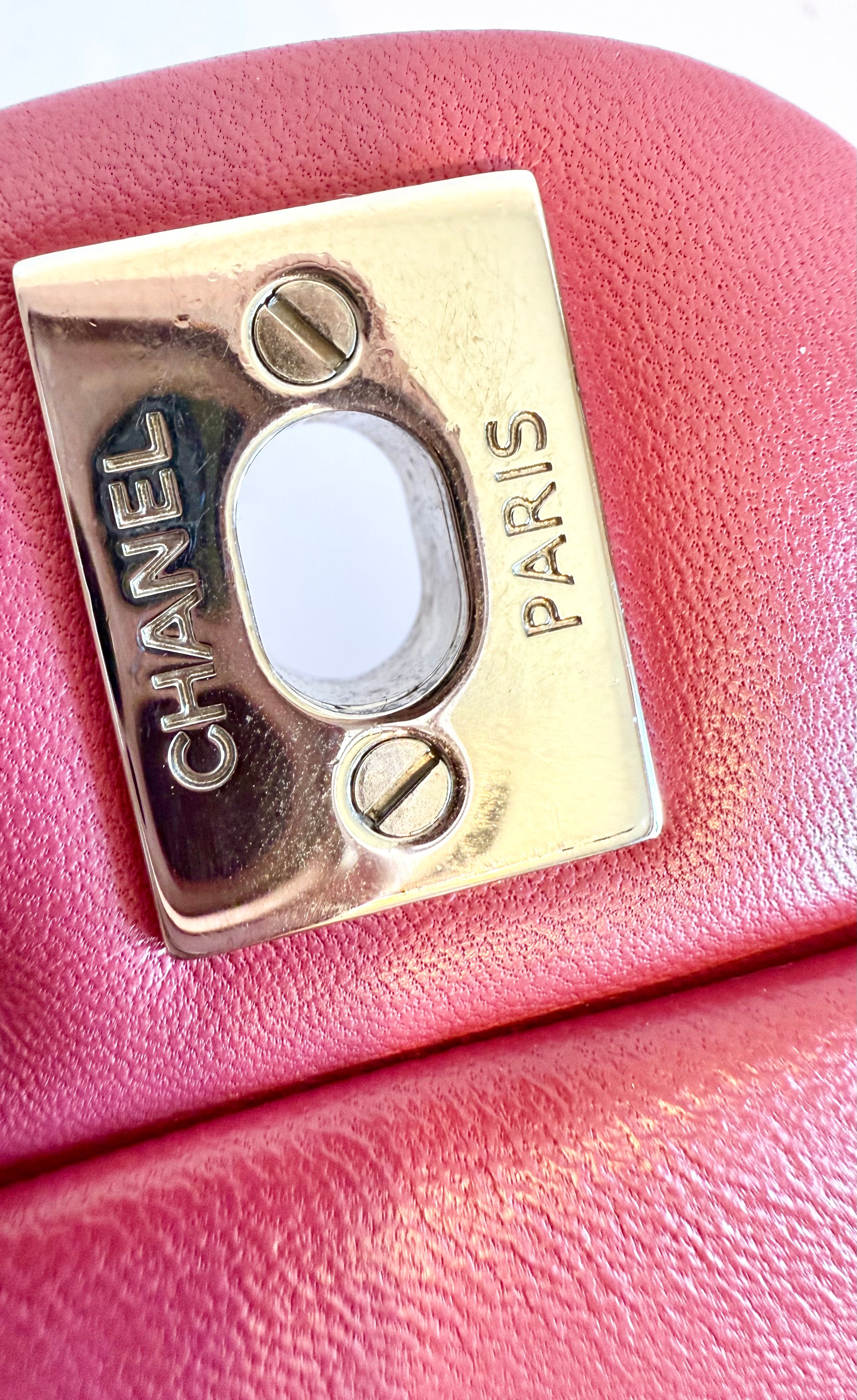 Chanel mini flap bag lambskin quilted fuschia