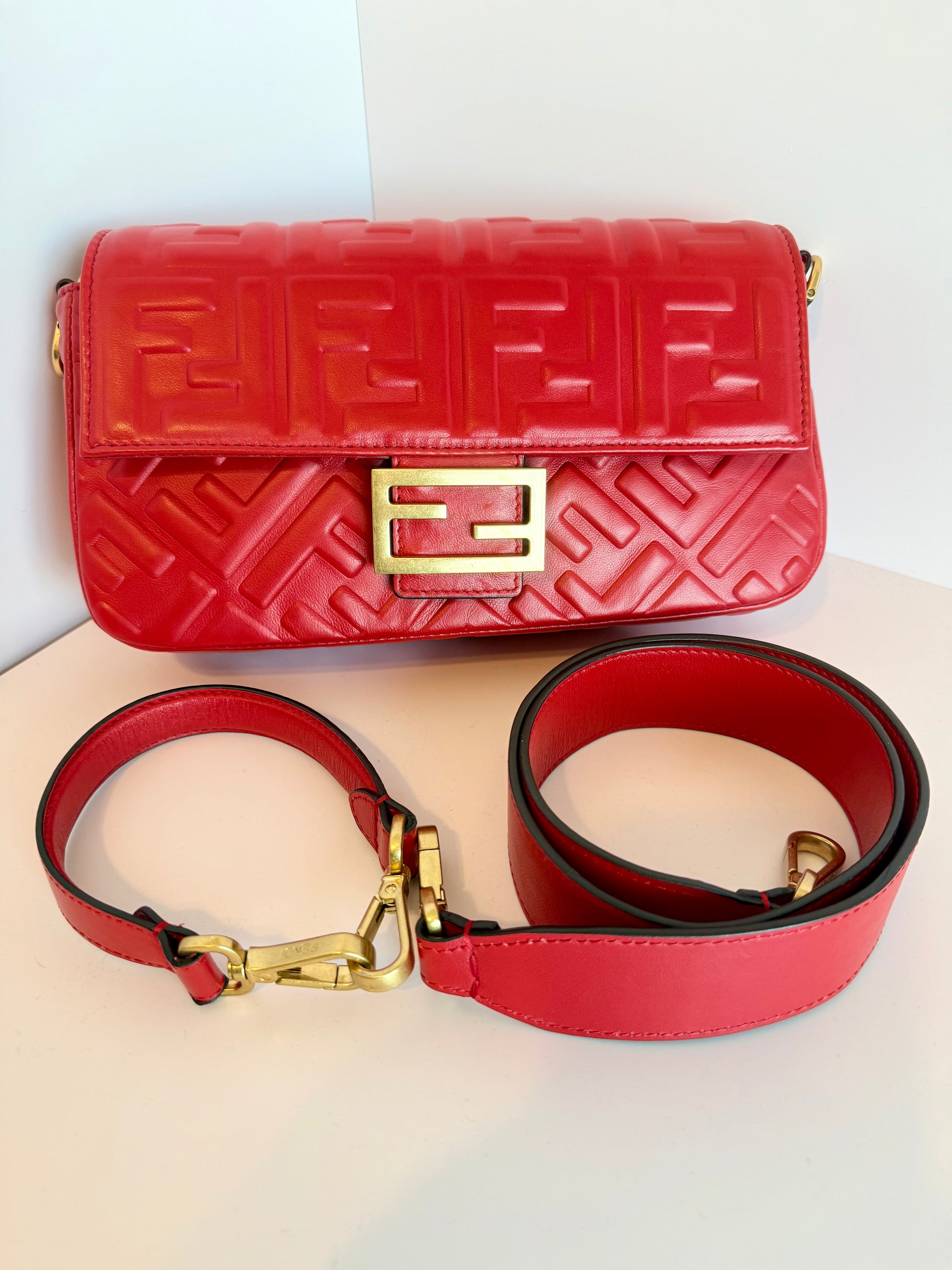 FENDI Napa embossed convertible baguette