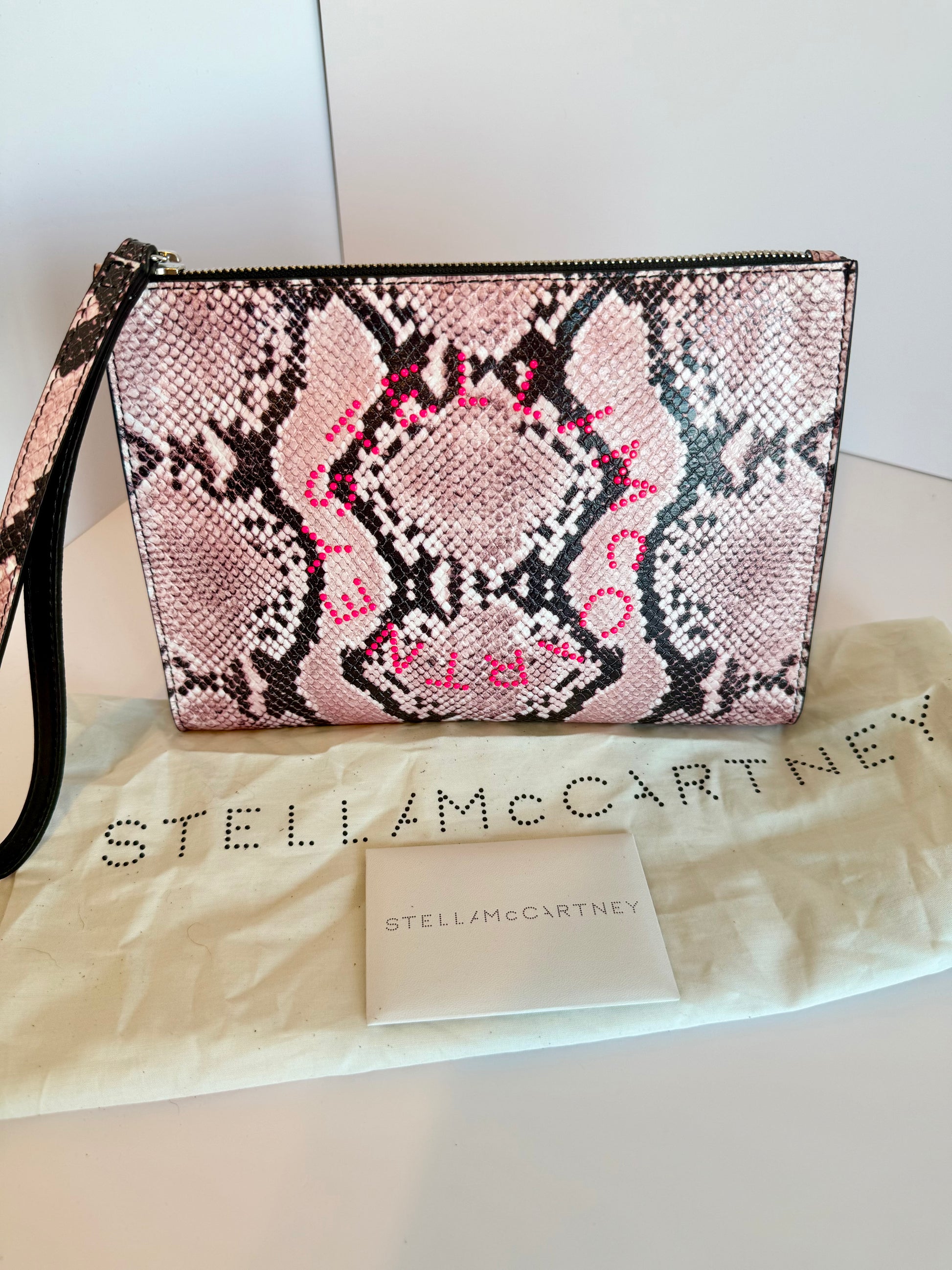 Stella McCartney Python embossed faux leather wristlet