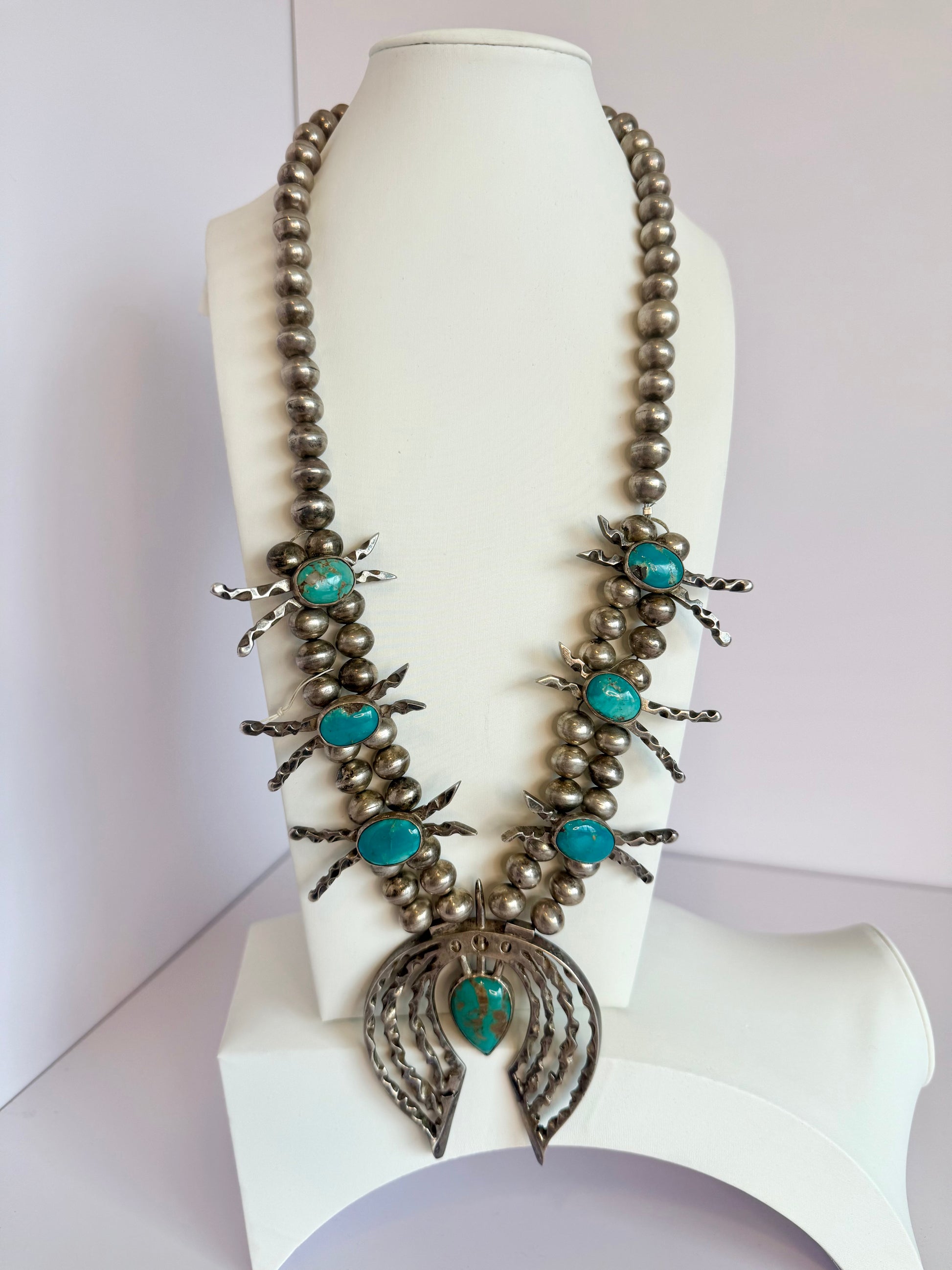 Navajo squash blossom sterling silver and turquoise