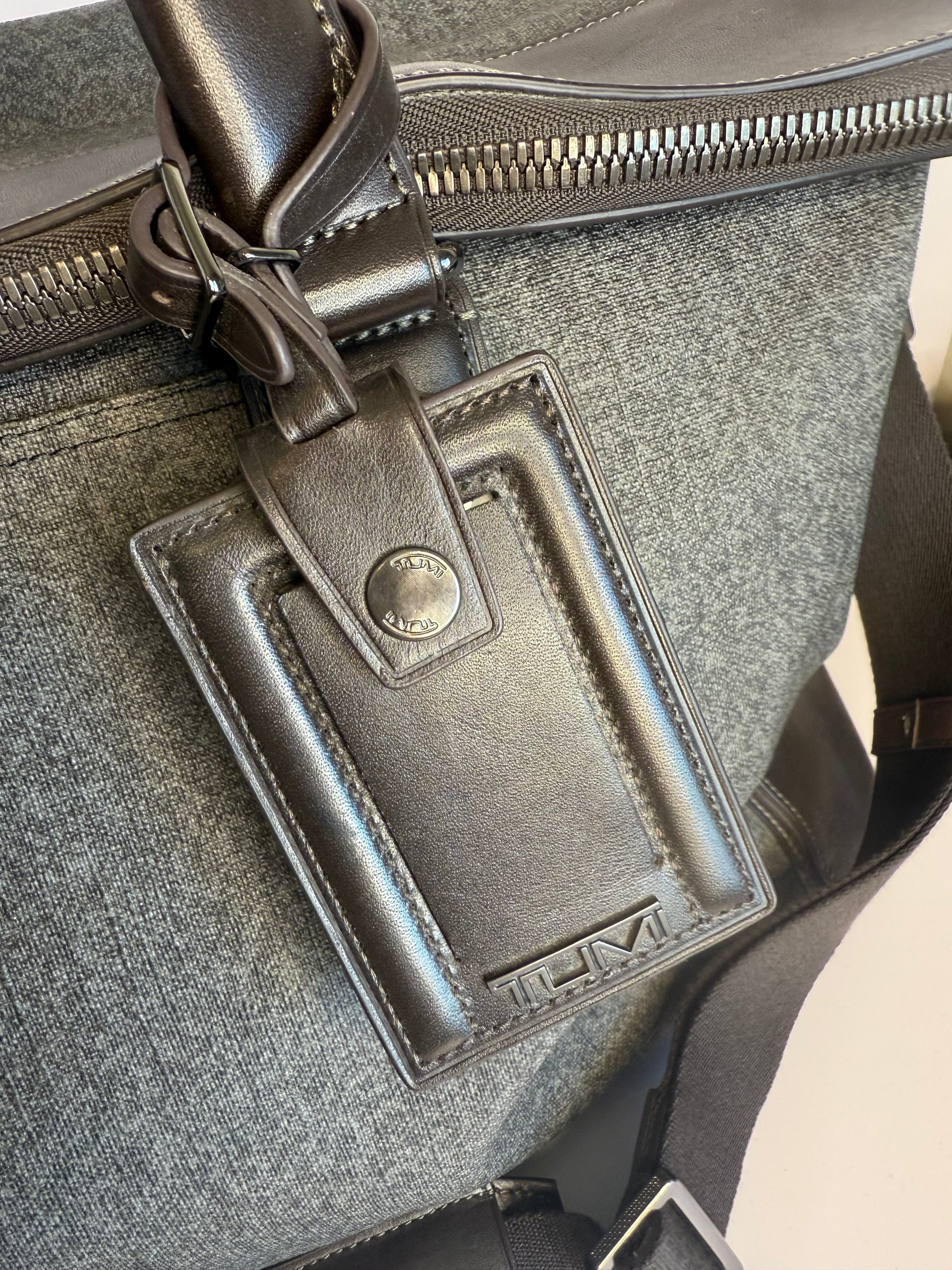 TUMI overnight bag with leather trim