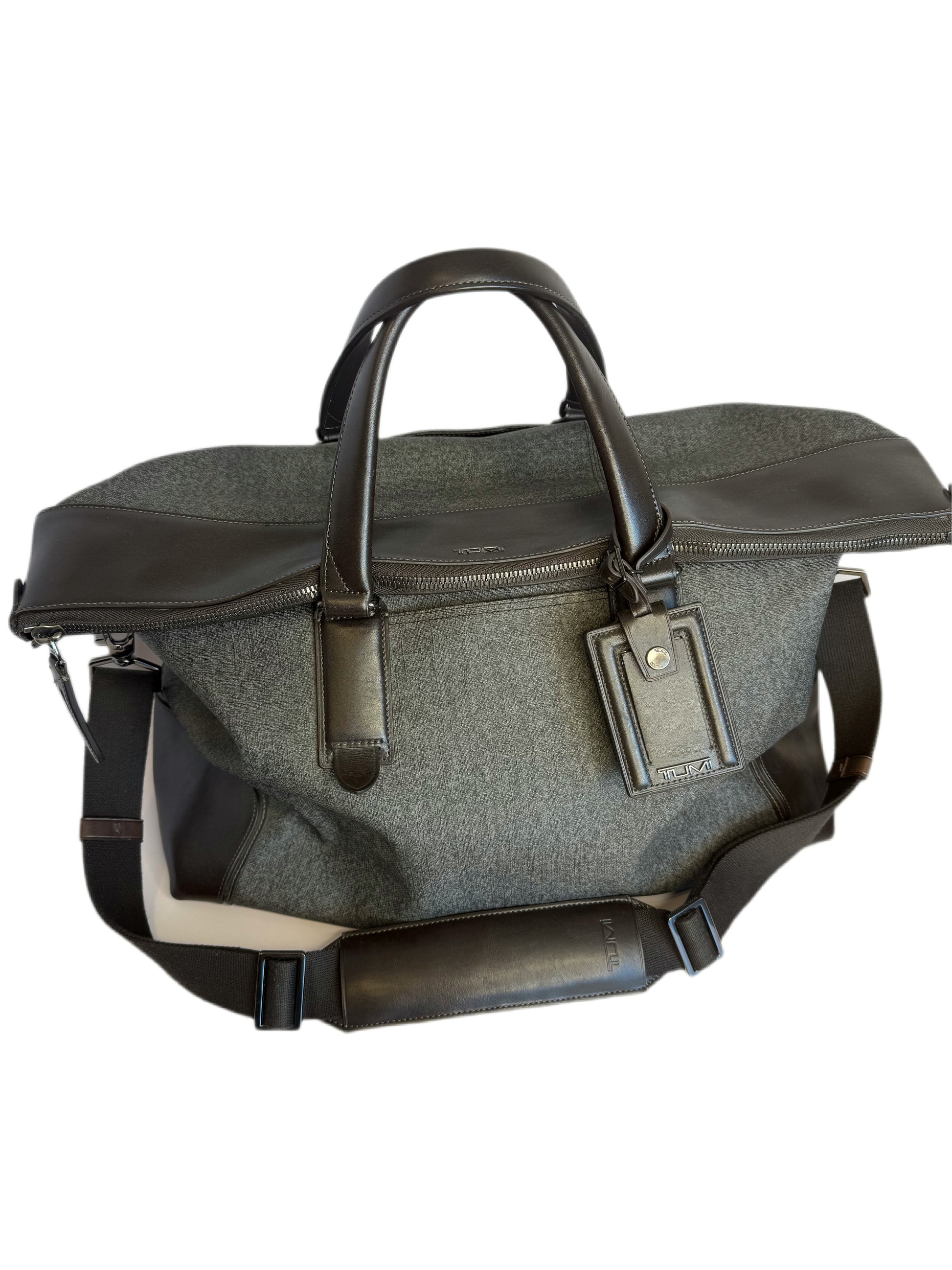 TUMI overnight bag with leather trim