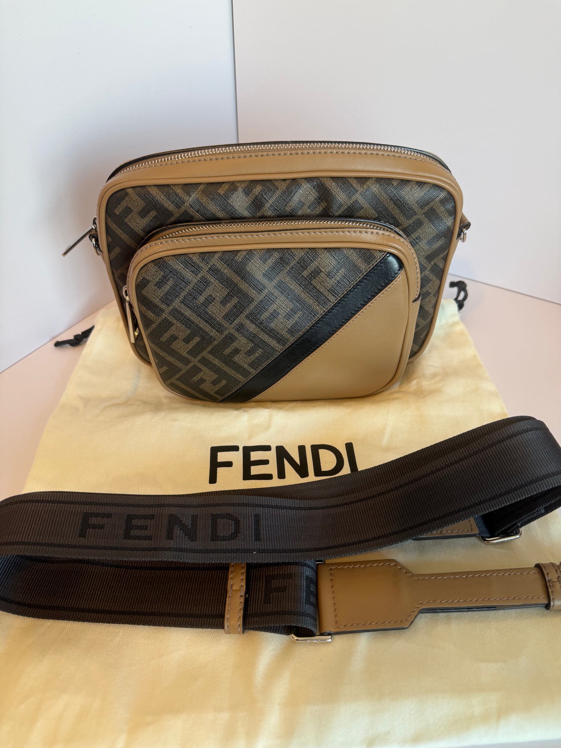 FENDI diagonal duo camera bag