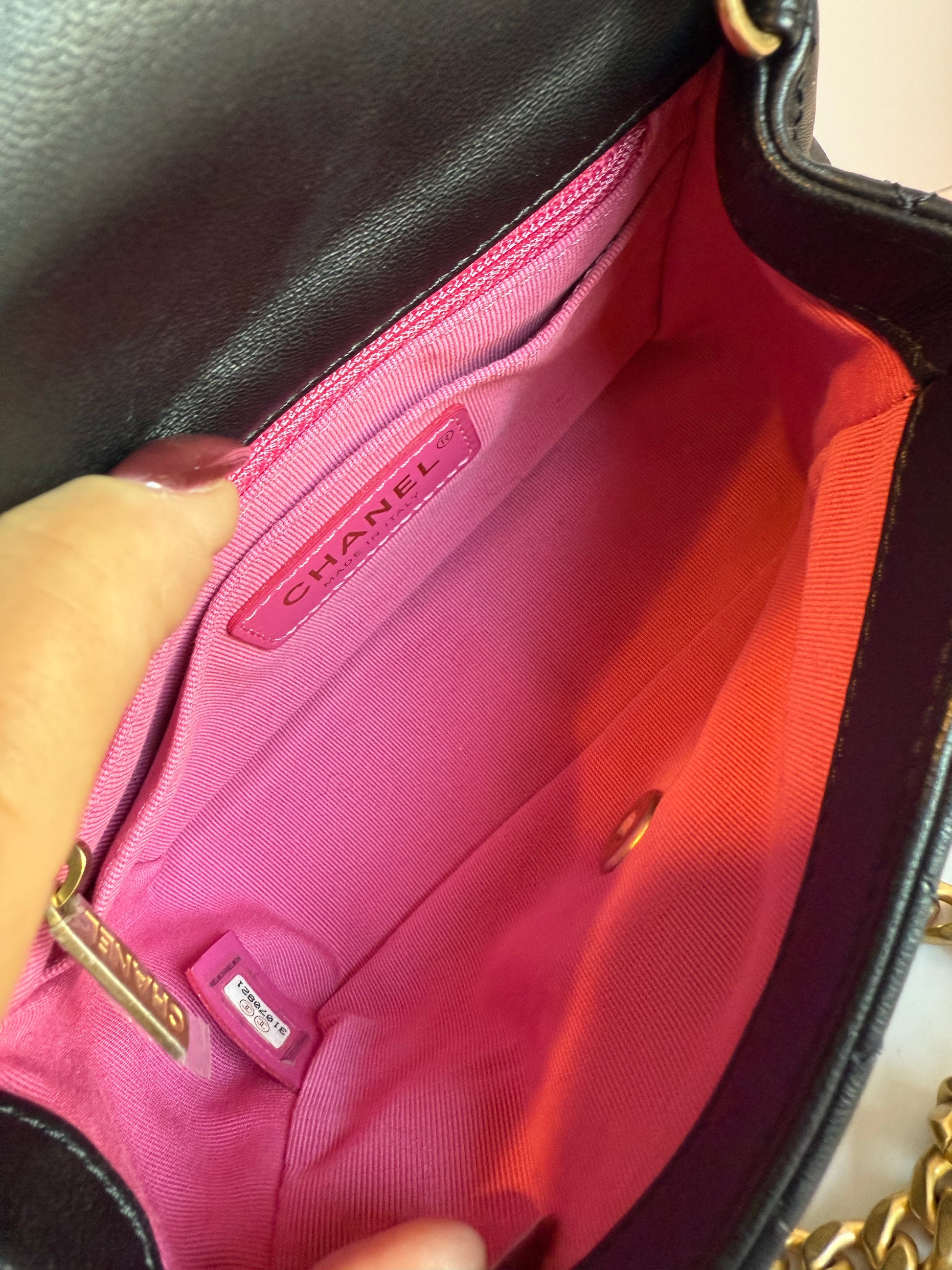 Chanel Lambskin Resin Quilted Mini Rectangular Pearl Samba Flap bag