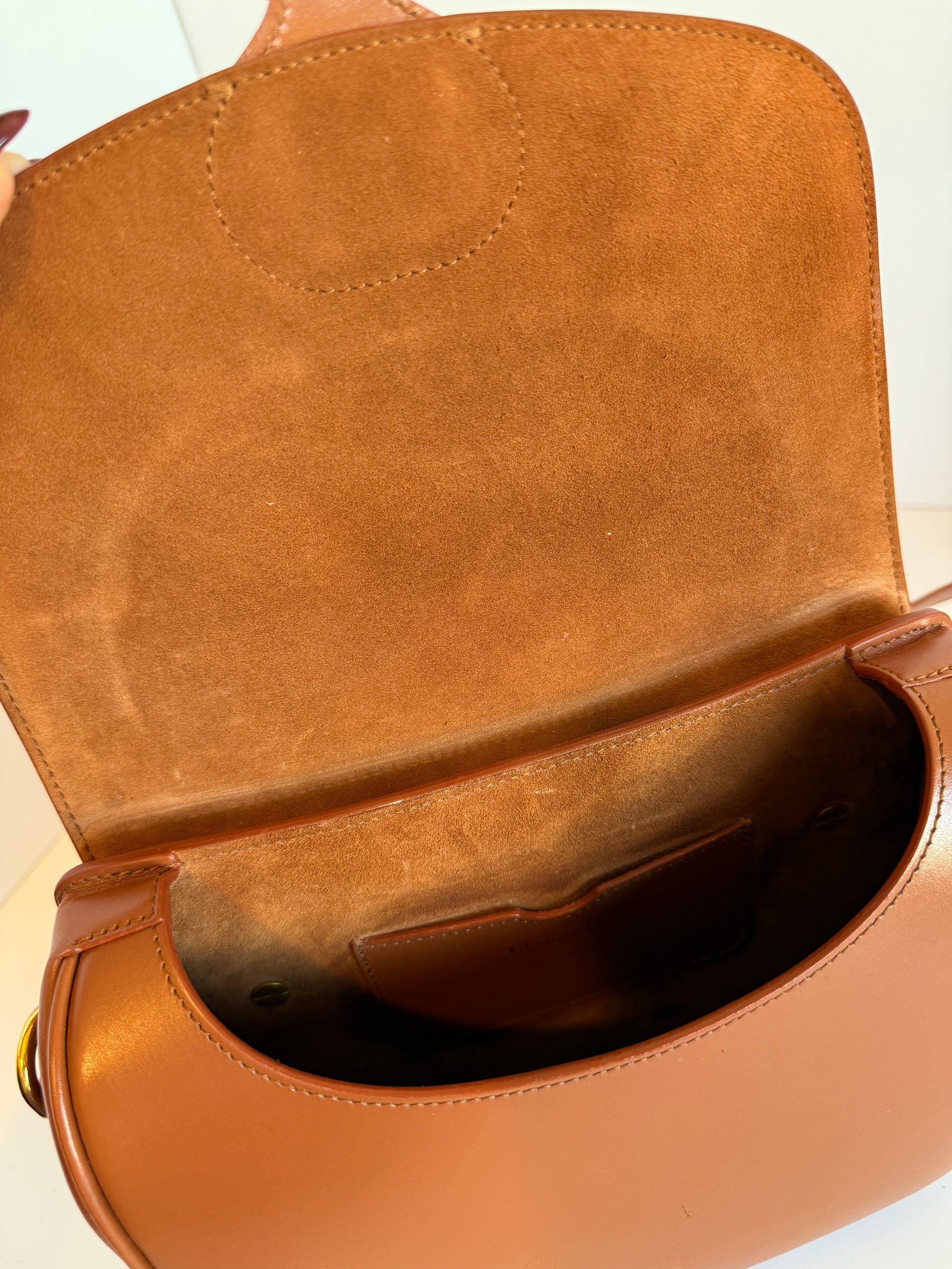 Christian Dior Medium Bobby Flap bag in dark tan calfskin leather