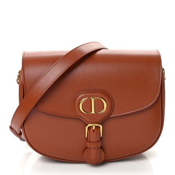 Christian Dior Medium Bobby Flap bag in dark tan calfskin leather