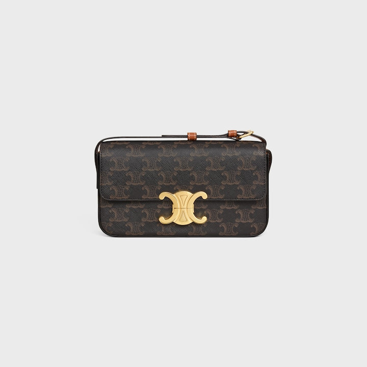 CELINE SHOULDER BAG CLAUDE IN TRIOMPHE CANVAS AND CALFSKIN