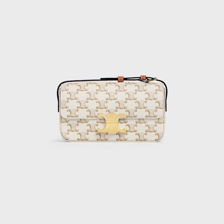 CELINE SHOULDER BAG CLAUDE IN TRIOMPHE CANVAS AND CALFSKIN