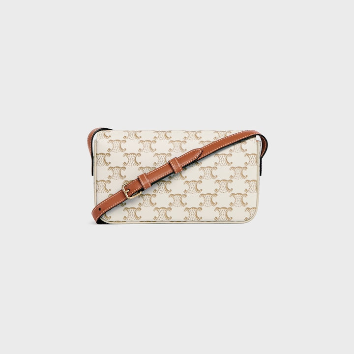 CELINE SHOULDER BAG CLAUDE IN TRIOMPHE CANVAS AND CALFSKIN