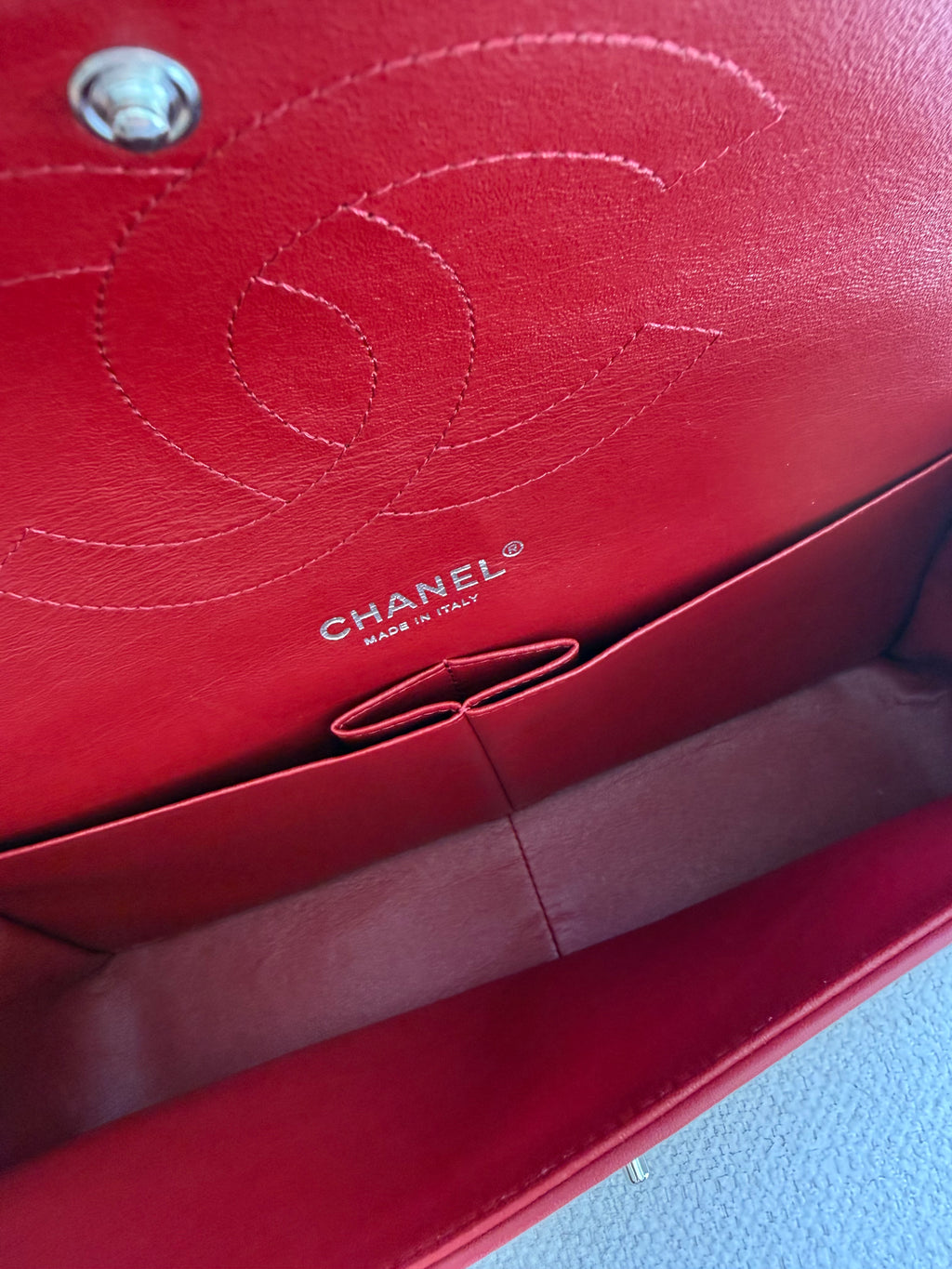 Chanel Red Classic Double Flap Jumbo