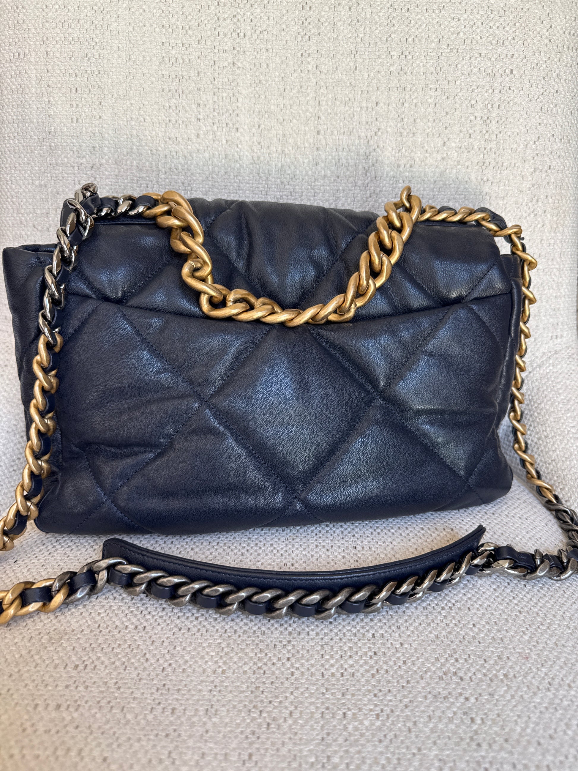Chanel 19 quilted goatskin maxi crossbody bag