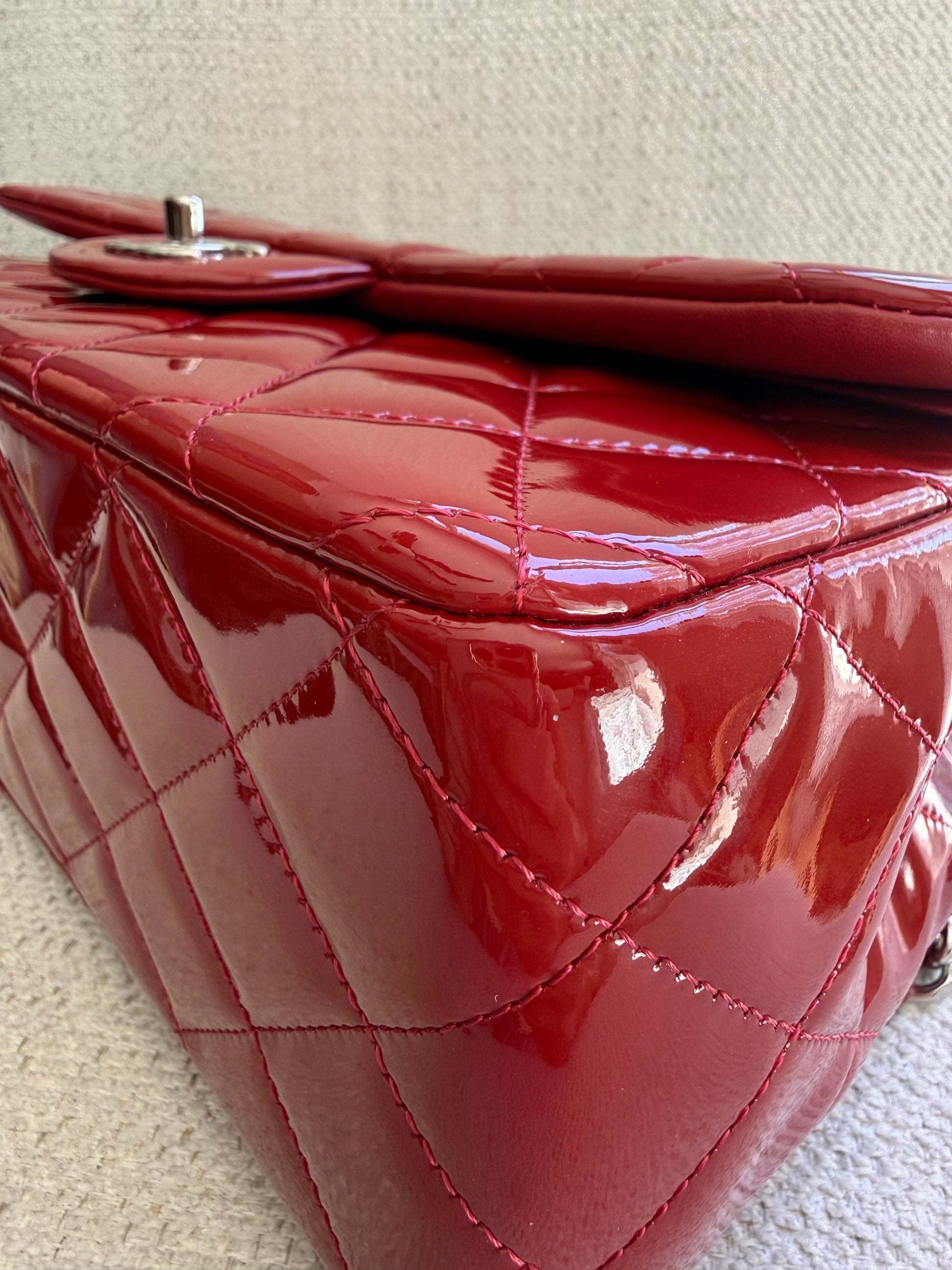 Chanel Red Classic Double Flap Jumbo