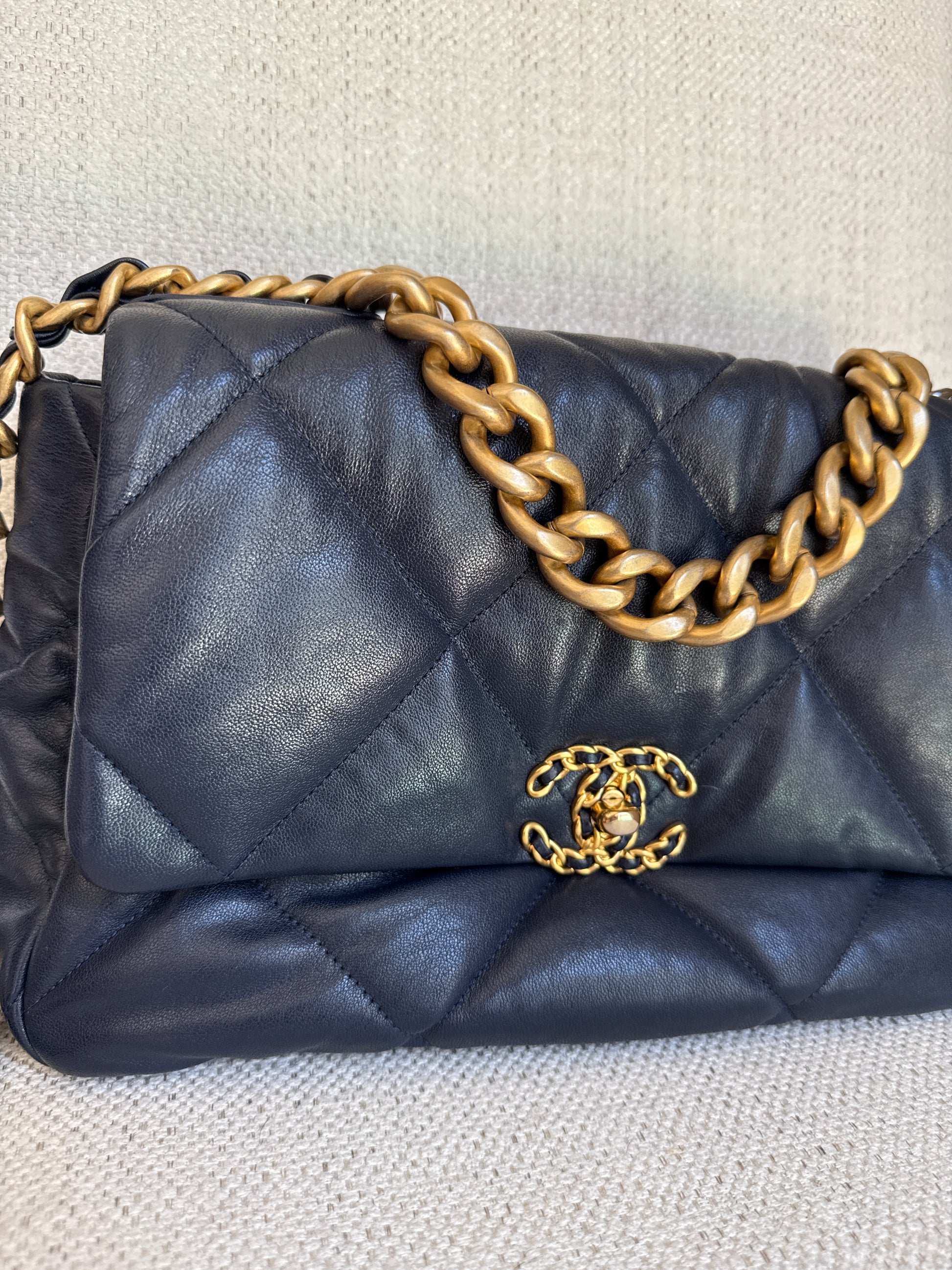 Chanel 19 quilted goatskin maxi crossbody bag