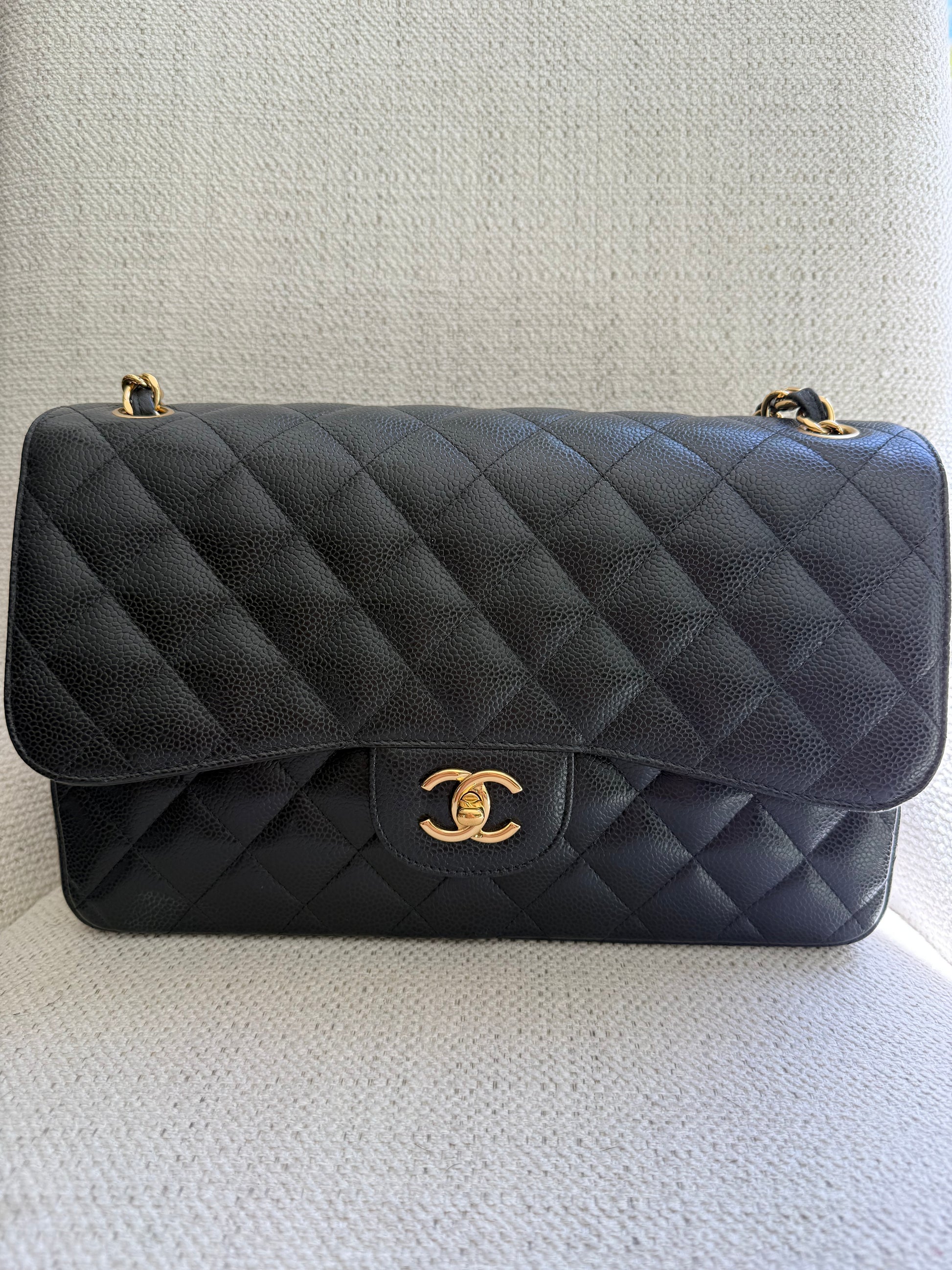 Chanel Classic Caviar Double Flap Jumbo