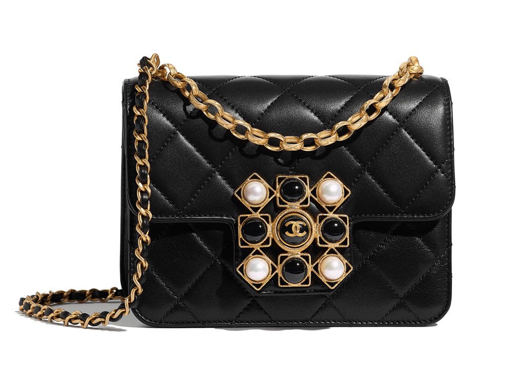 Chanel Quilted Calfskin Onyx Pearl Mini Flap Bag - NIDHALHAUS