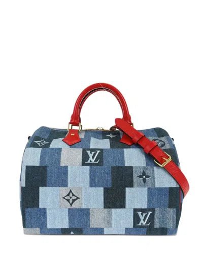 Louis Vuitton Denim Damier Monogram Patchwork Speedy 30 - NIDHALHAUS