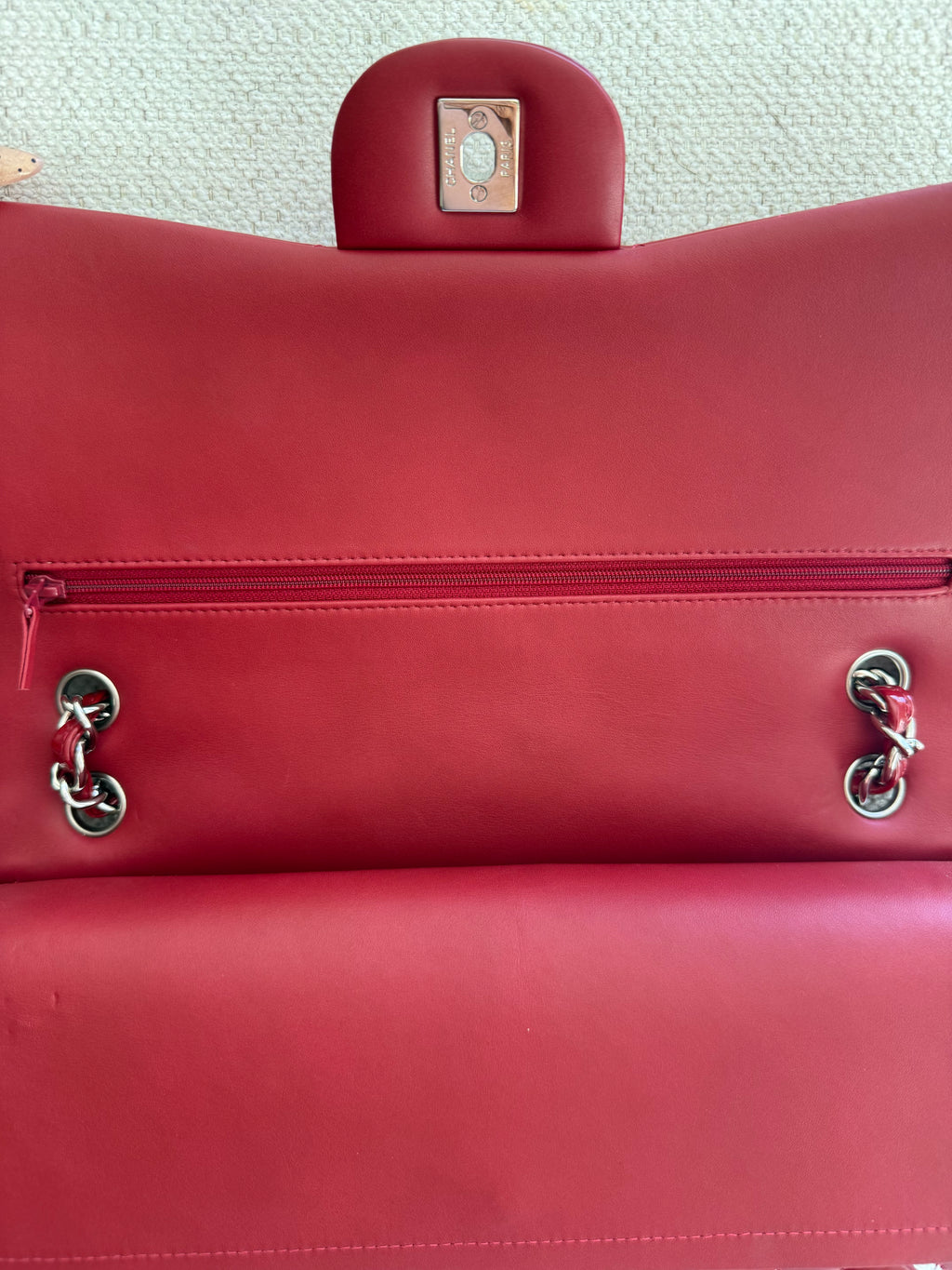 Chanel Red Classic Double Flap Jumbo