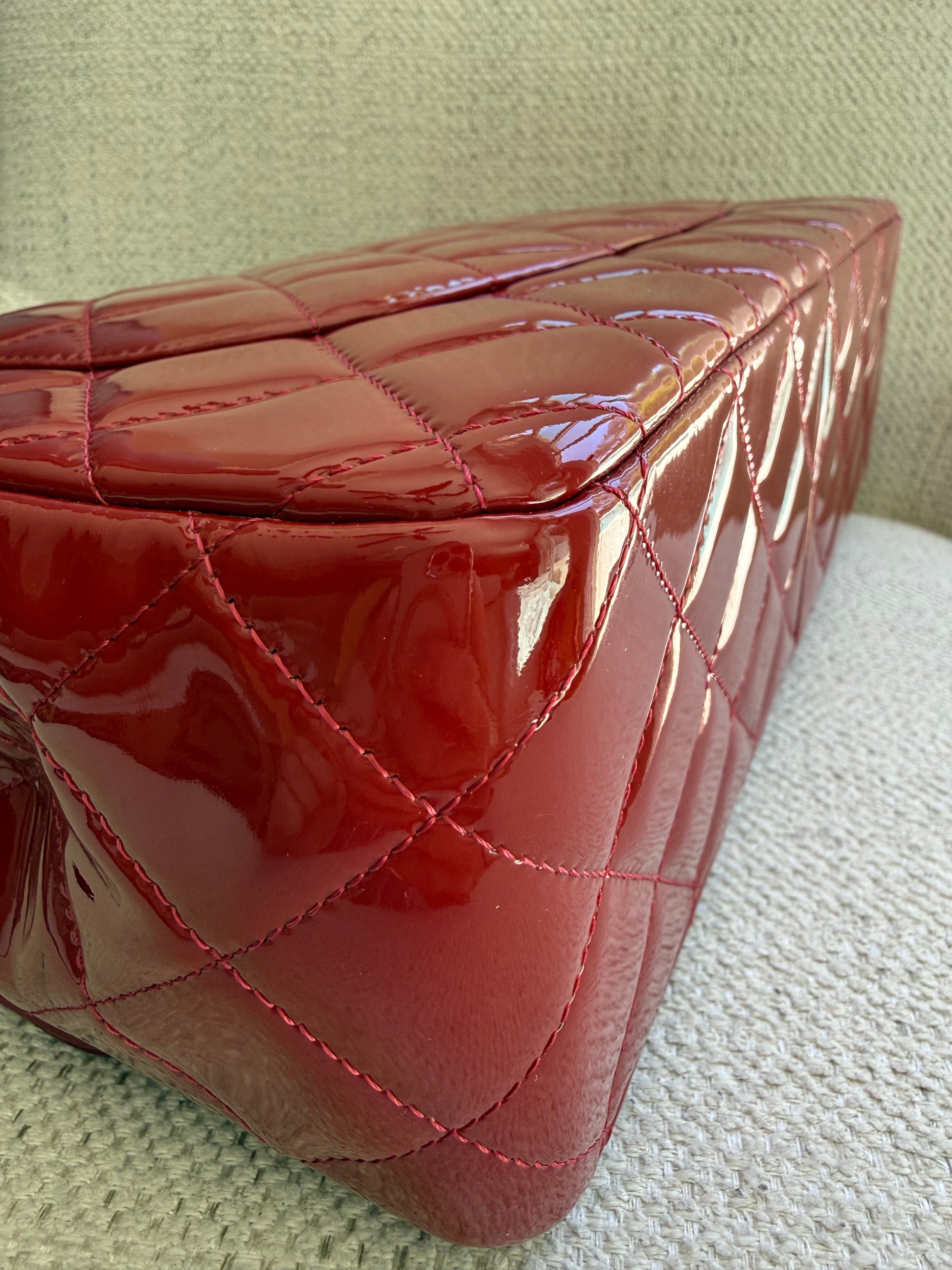 Chanel Red Classic Double Flap Jumbo