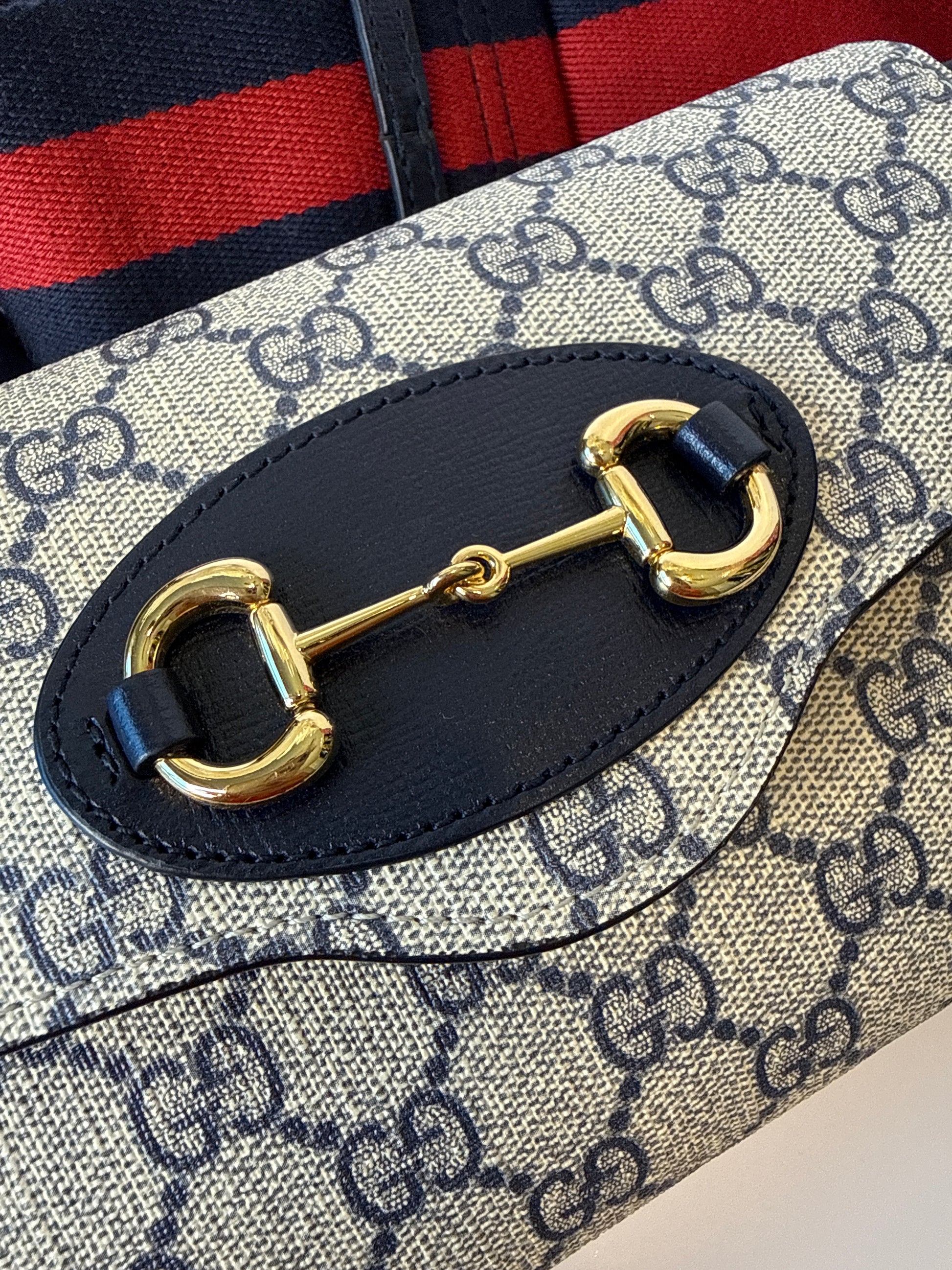 Gucci horsebit 1955 GG supreme canvas with two straps