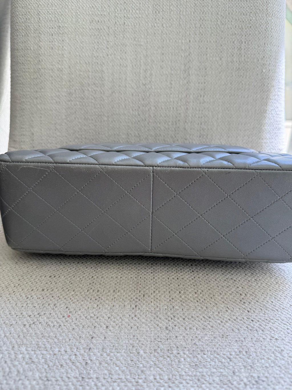 Chanel Silver Classic Double Flap Jumbo