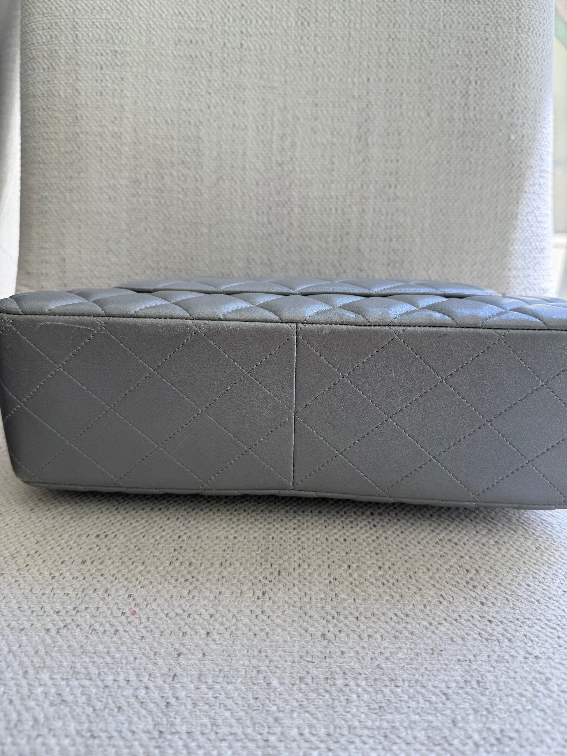 Chanel Silver Classic Double Flap Jumbo