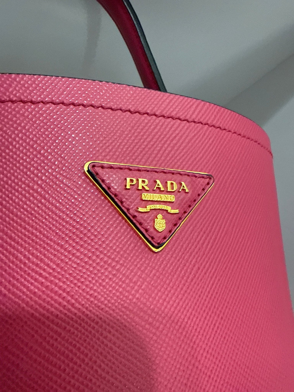 Prada Panier Mini Saffiano Leather Bucket Bag - Peony Pink - NIDHALHAUS