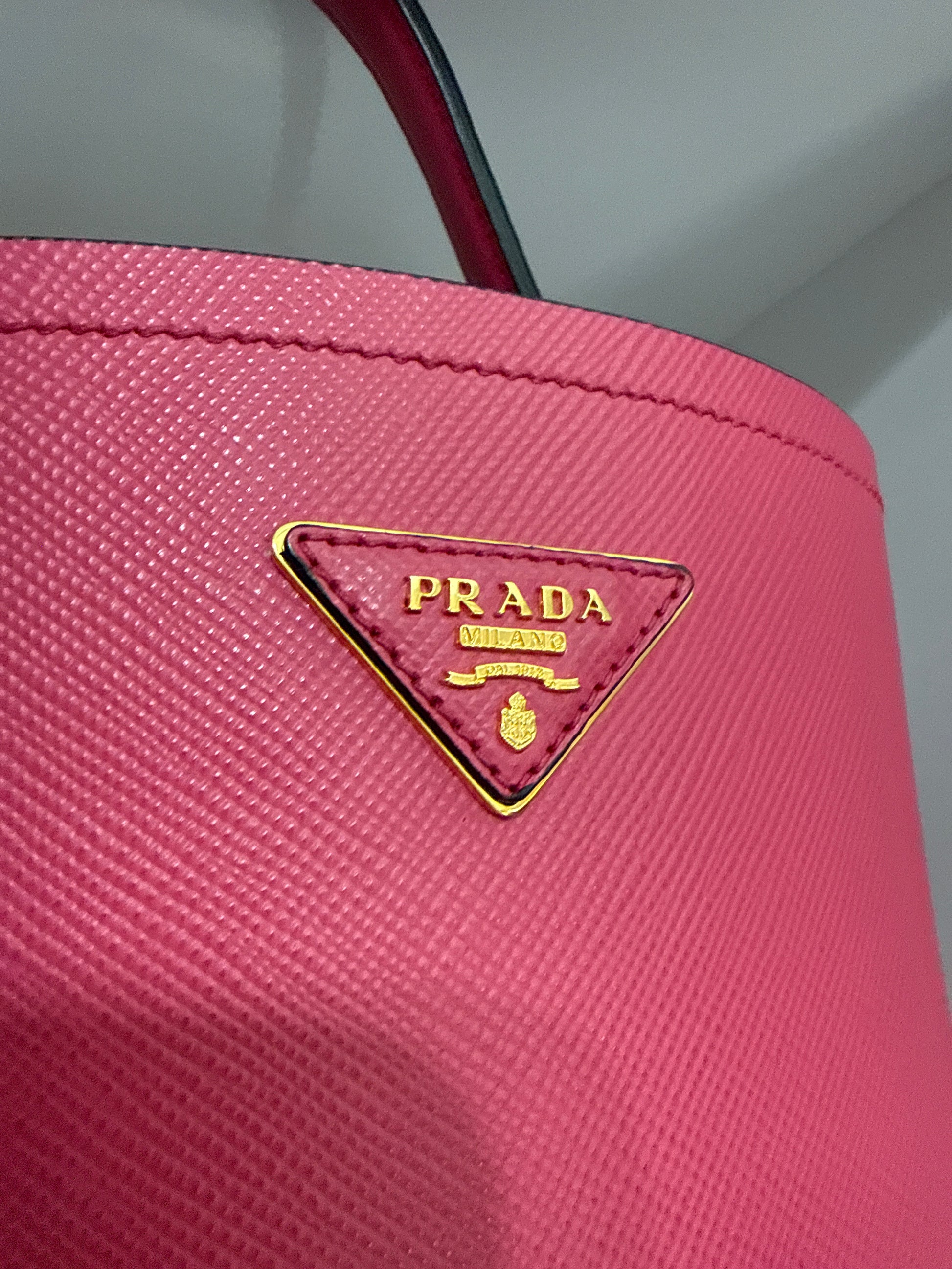 Prada Panier Mini Saffiano Leather Bucket Bag - Peony Pink