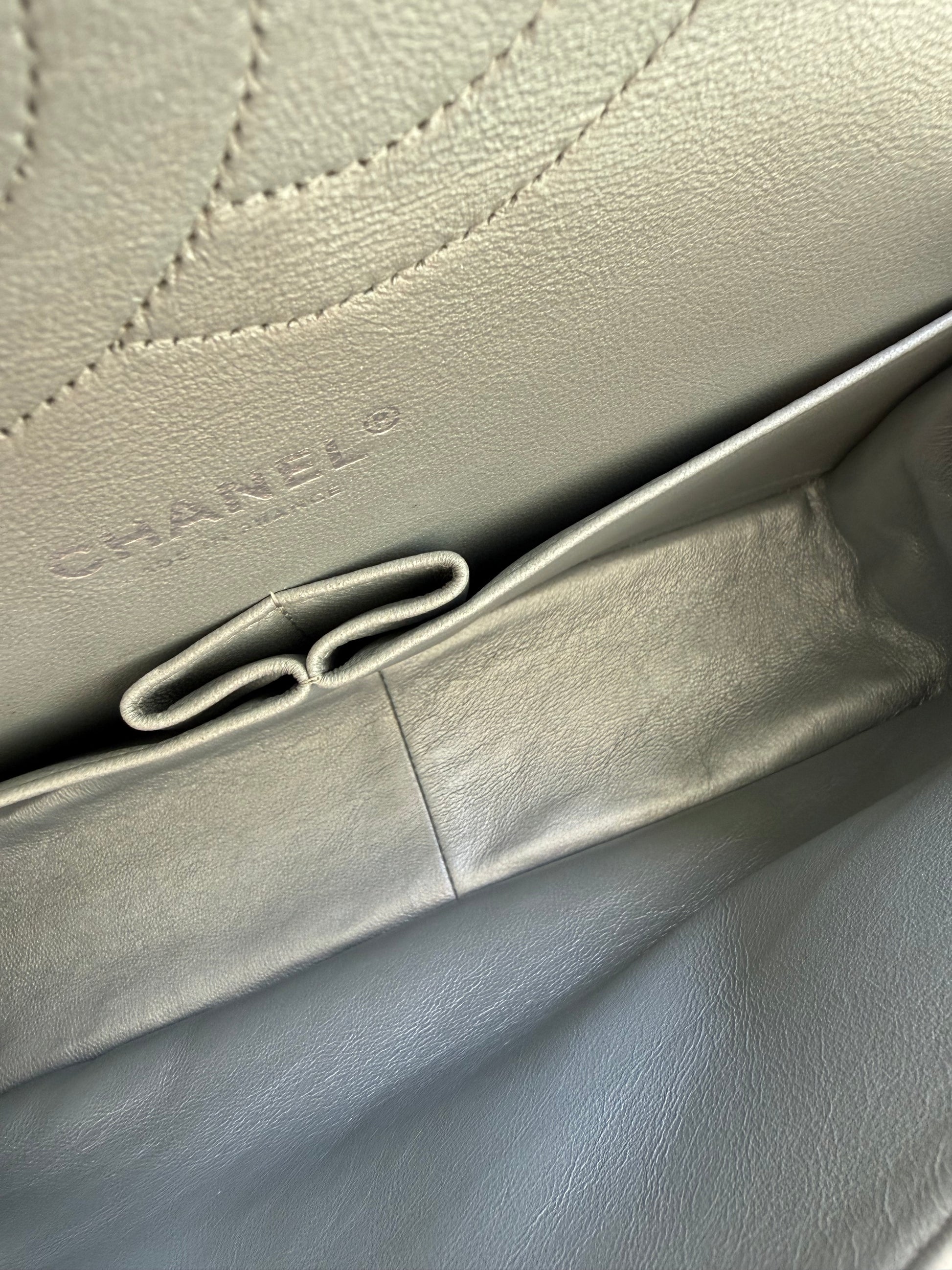 Chanel Silver Classic Double Flap Jumbo