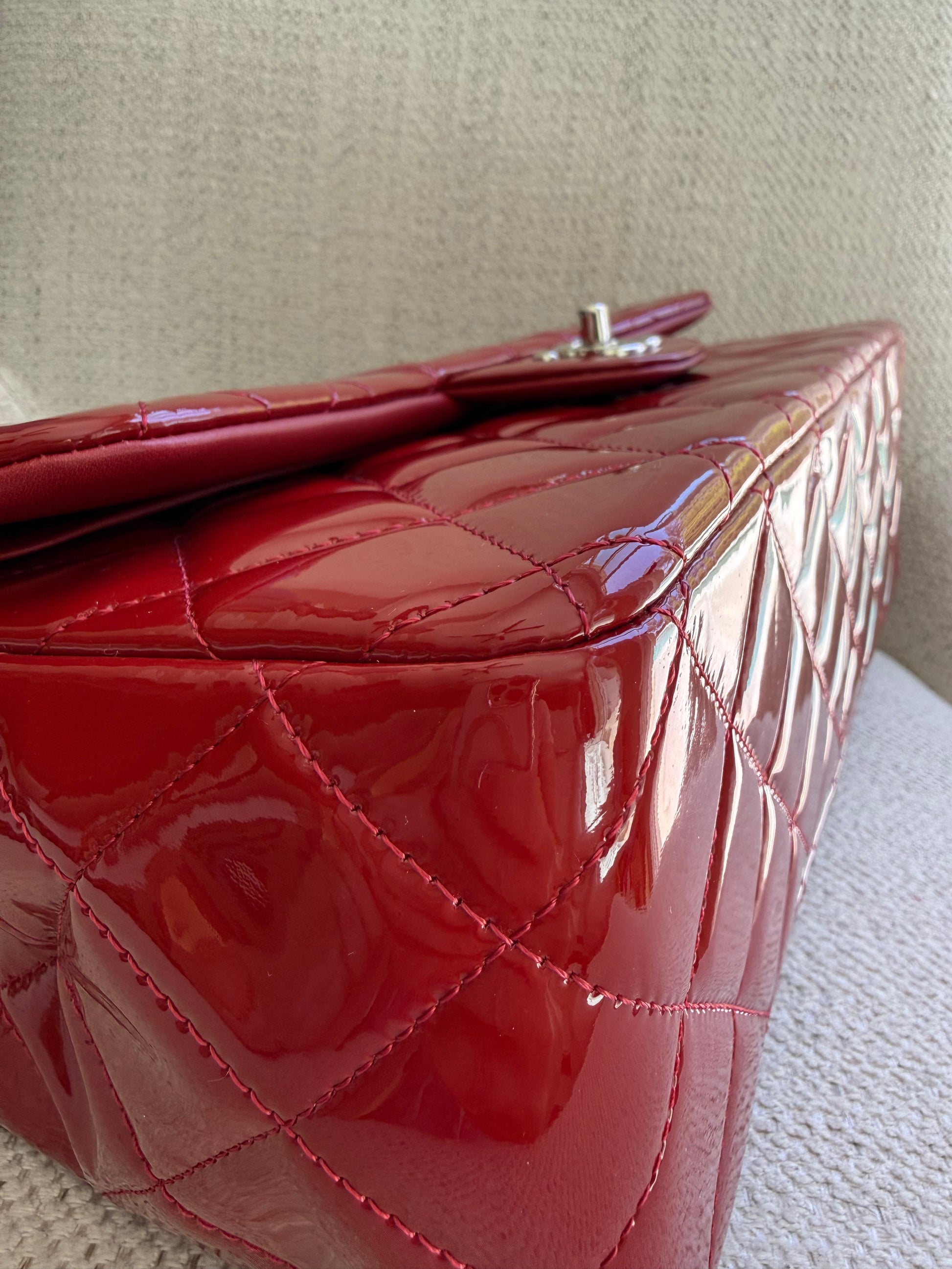 Chanel Red Classic Double Flap Jumbo