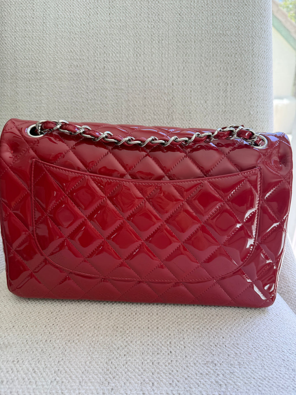Chanel Red Classic Double Flap Jumbo