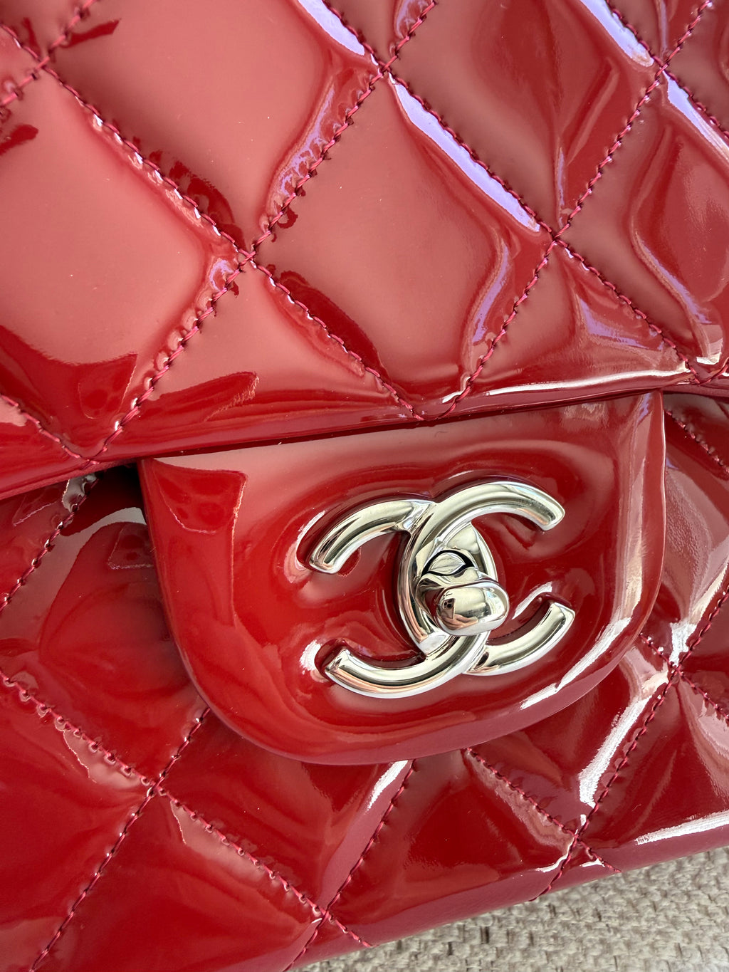 Chanel Red Classic Double Flap Jumbo
