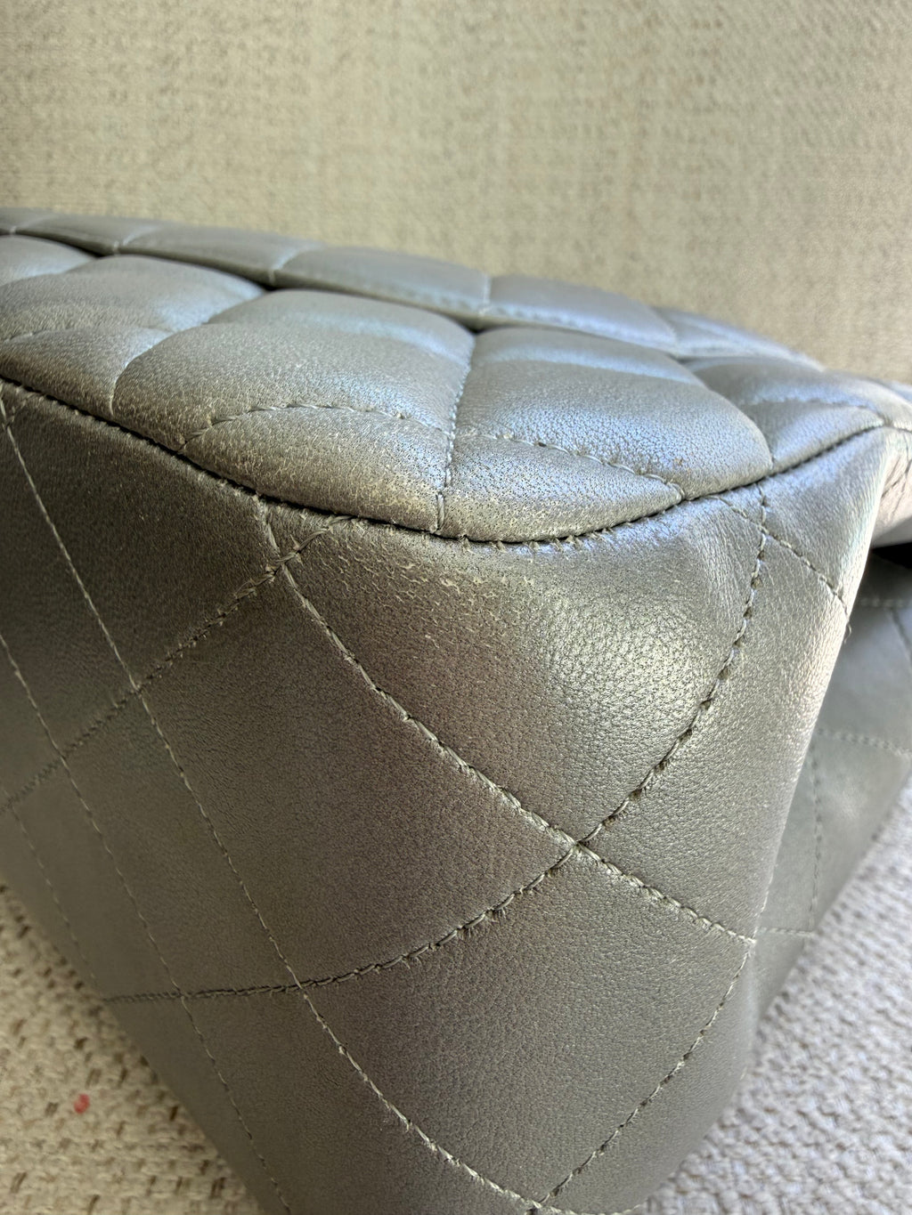 Chanel Silver Classic Double Flap Jumbo