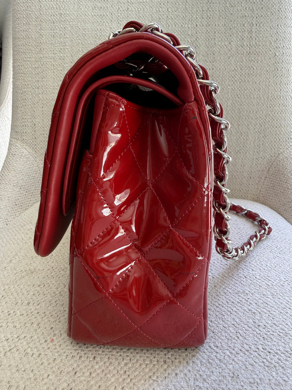 Chanel Red Classic Double Flap Jumbo