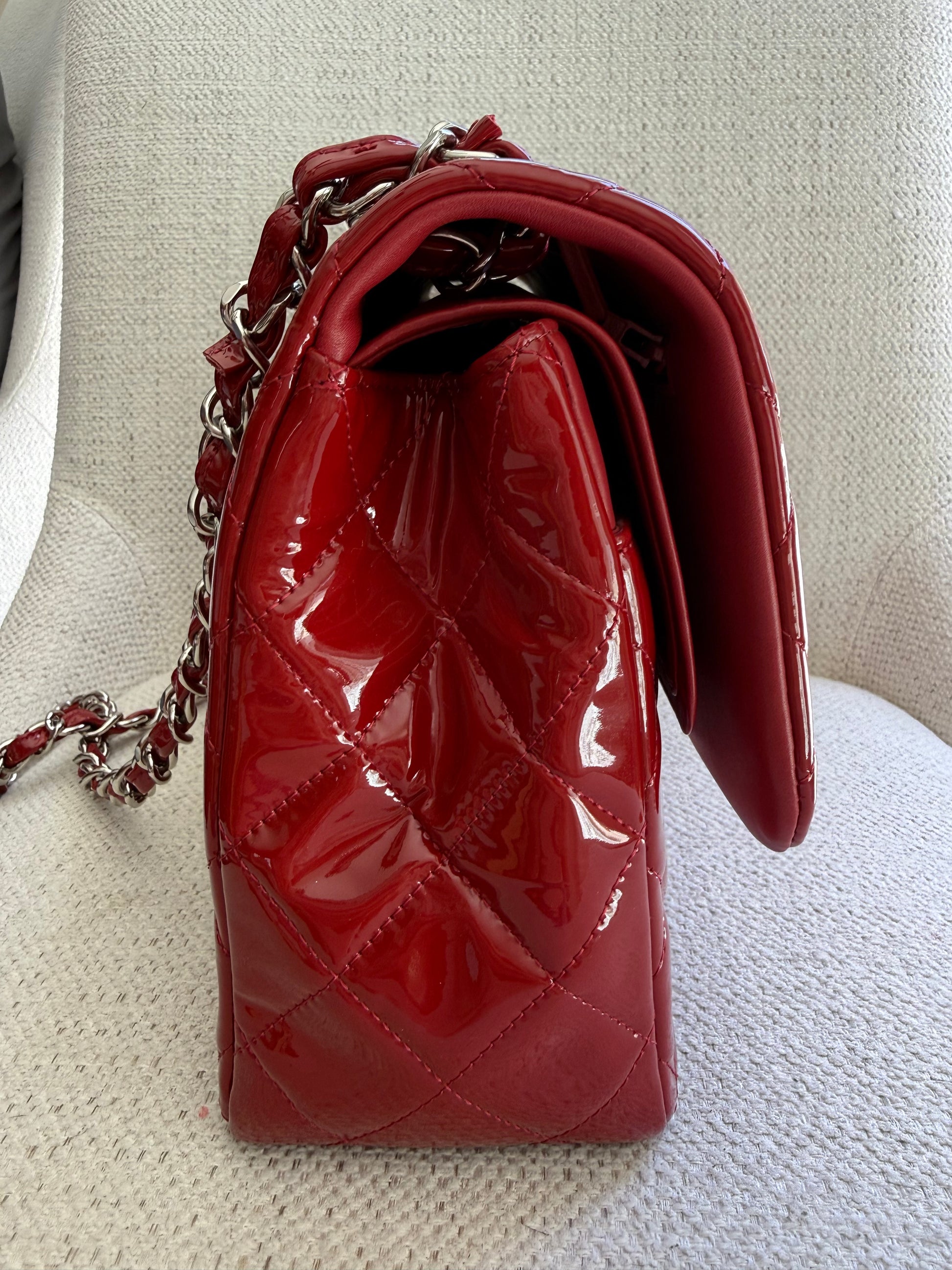 Chanel Red Classic Double Flap Jumbo