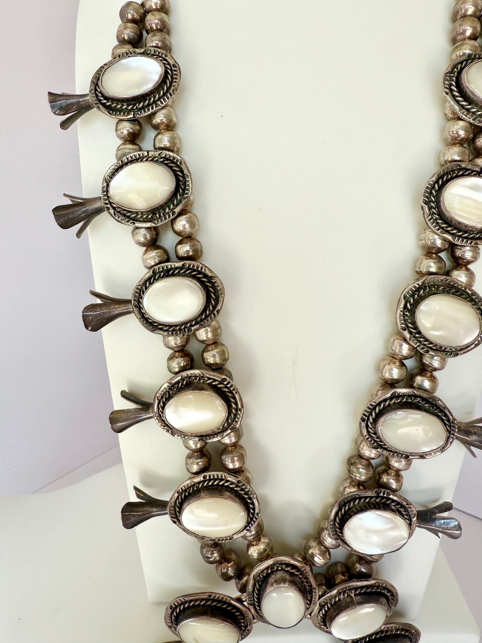 Navajo squash blossom sterling silver mother of pearl