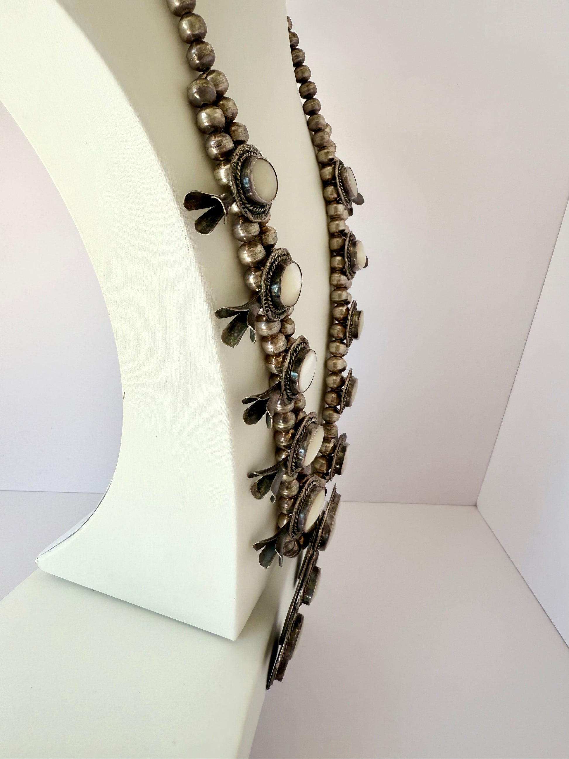 Navajo squash blossom sterling silver mother of pearl