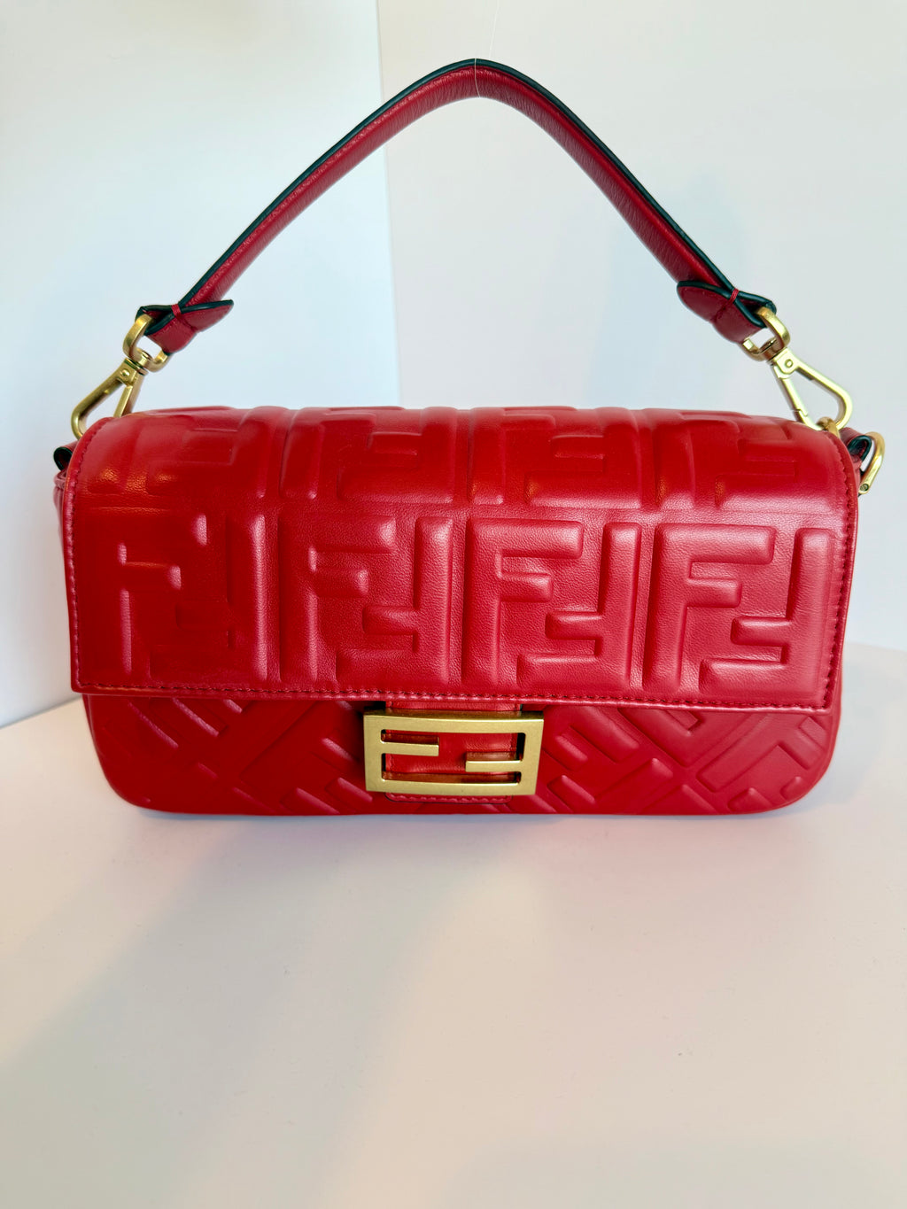FENDI Napa embossed convertible baguette
