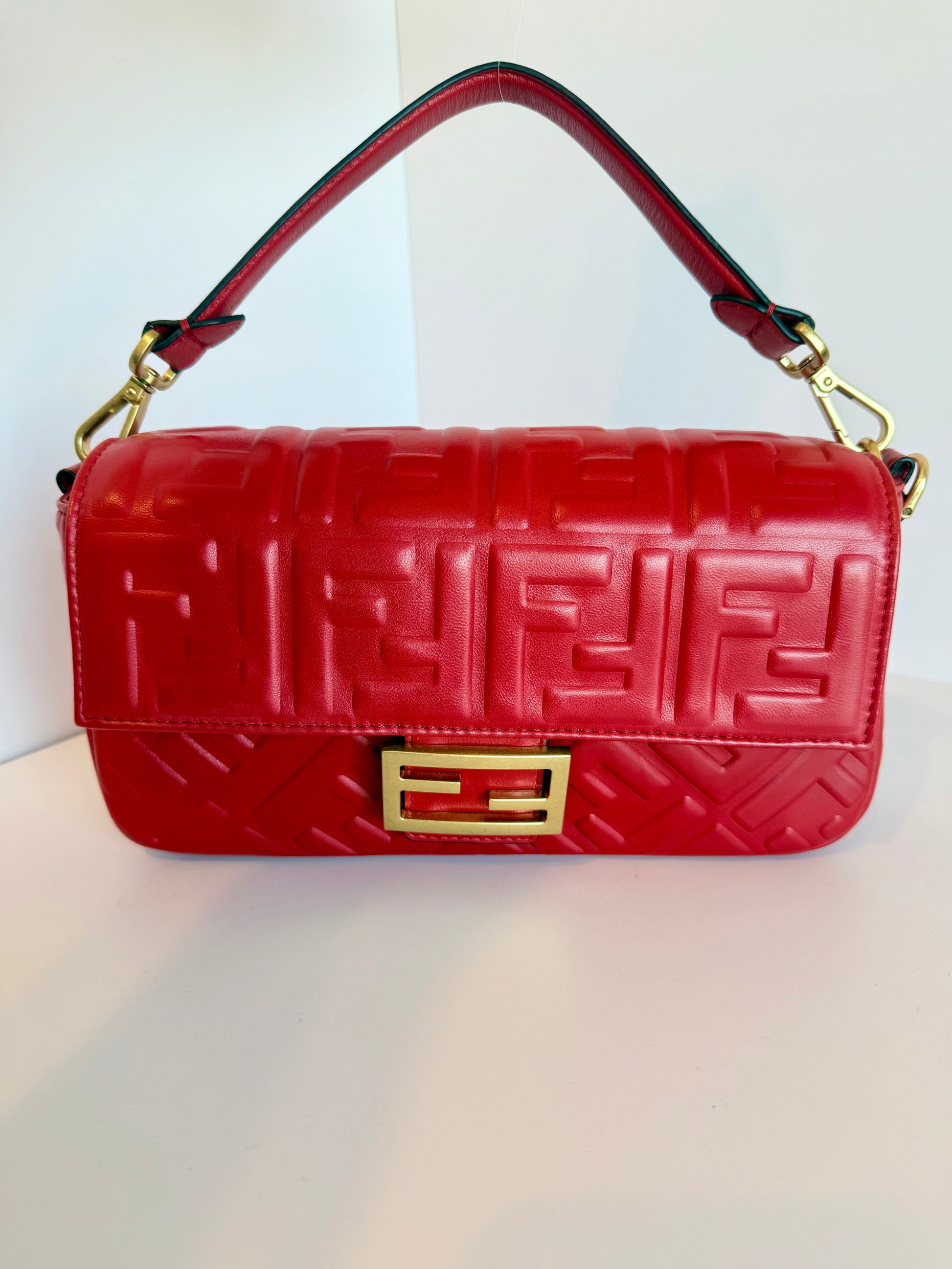 FENDI Napa embossed convertible baguette