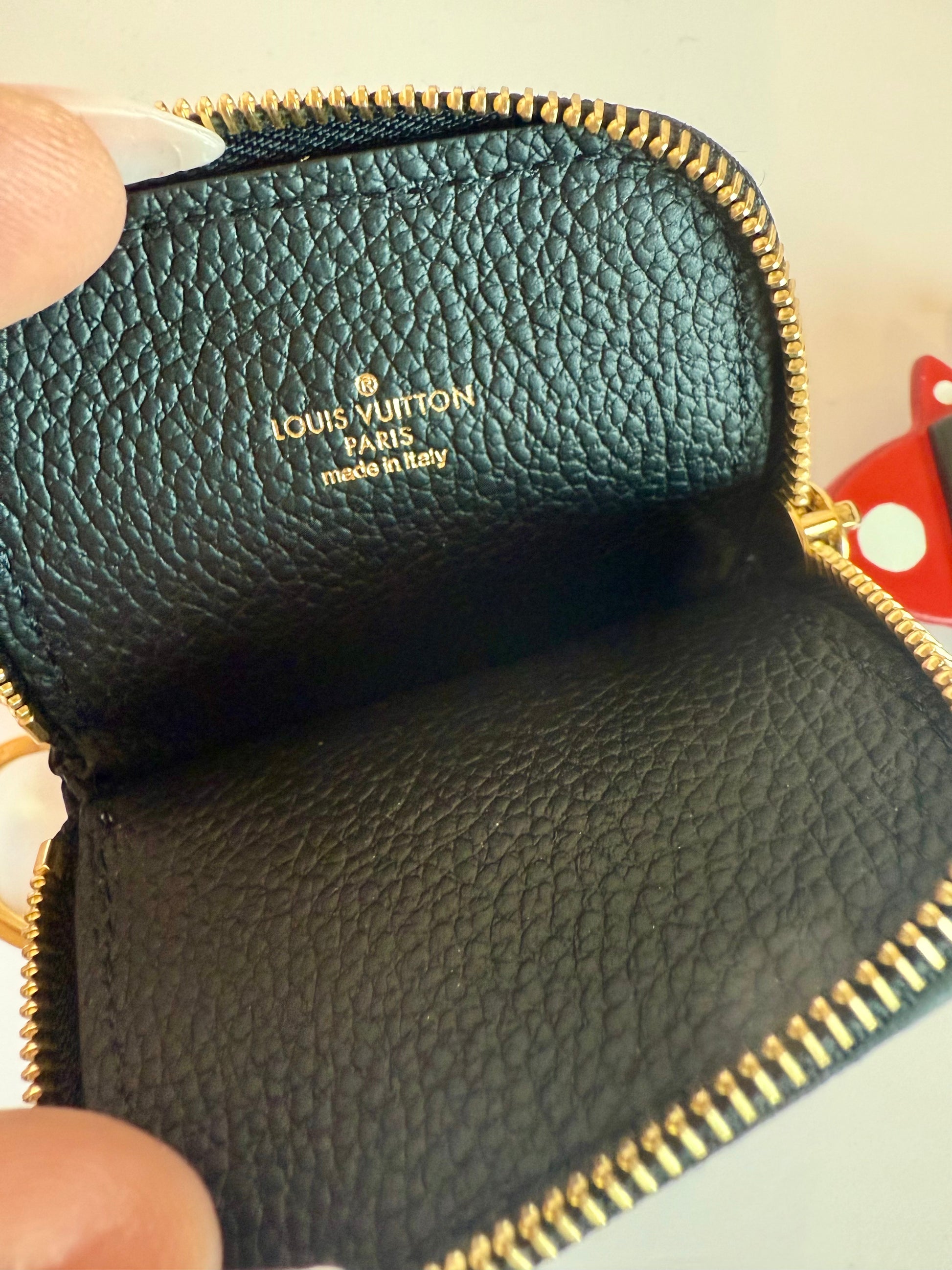 Empreinte Monogram Crafty Square Pouch Bag Charm Key Holder Creme Black