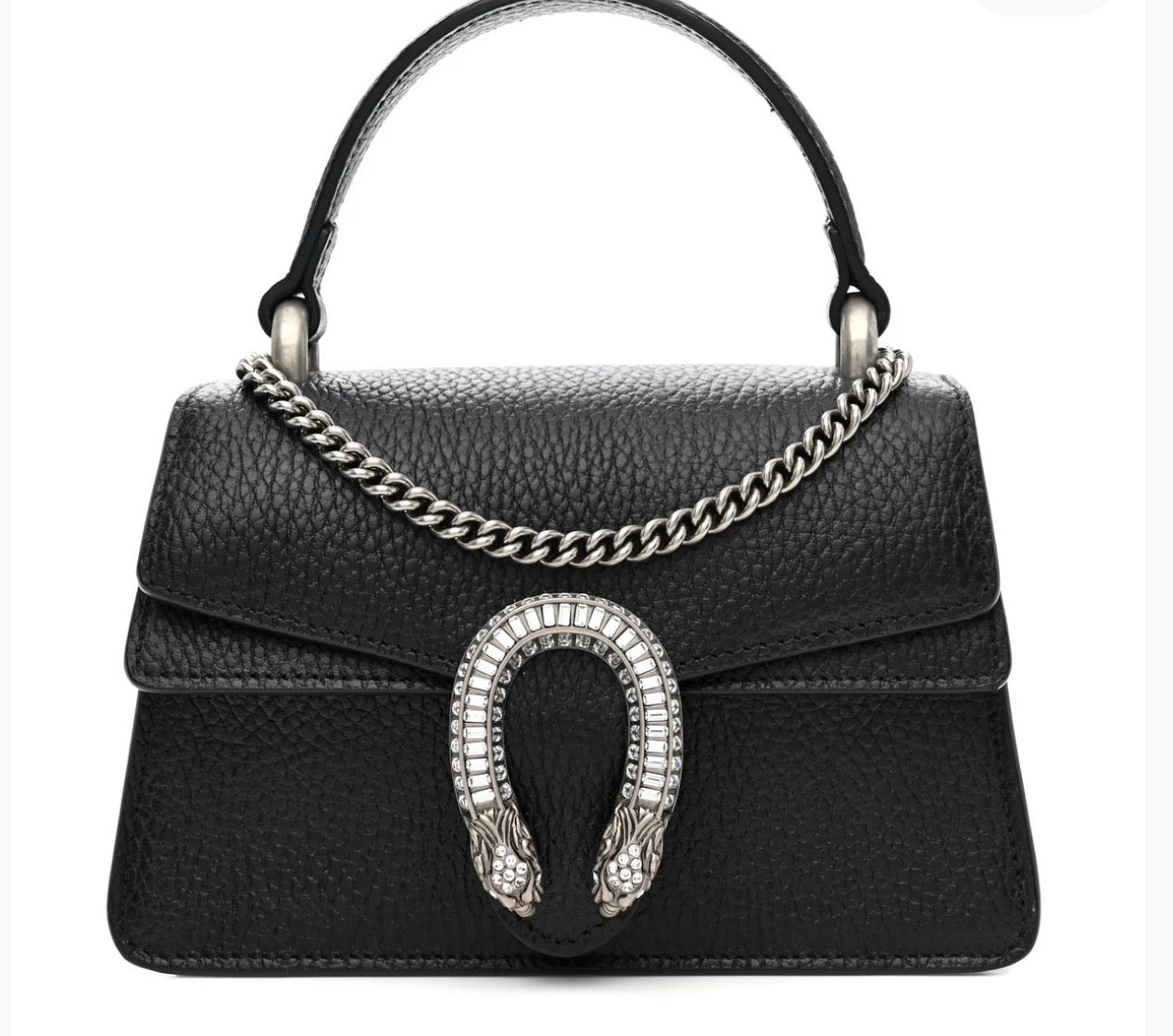 Gucci Calfskin Crystal Mini Dionysus Top Handle Bag Black Crystal crossbody