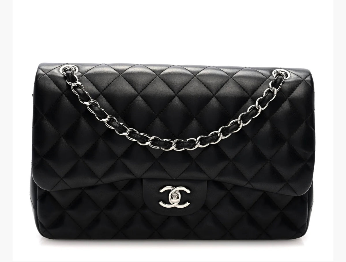 Chanel Jumbo double Flap Quilted Lambskin black/slvr - NIDHALHAUS