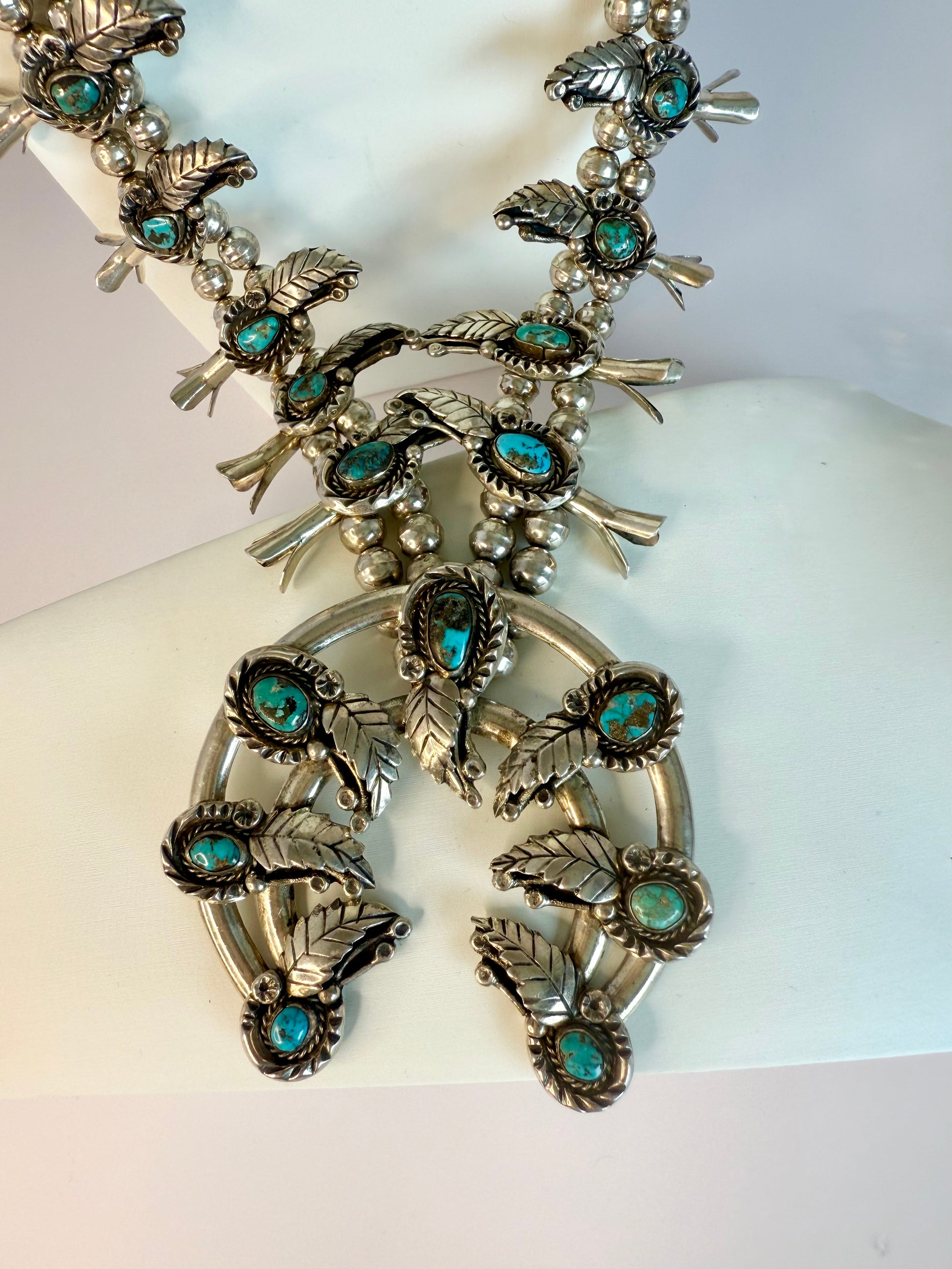 Navajo turquoise squash blossom