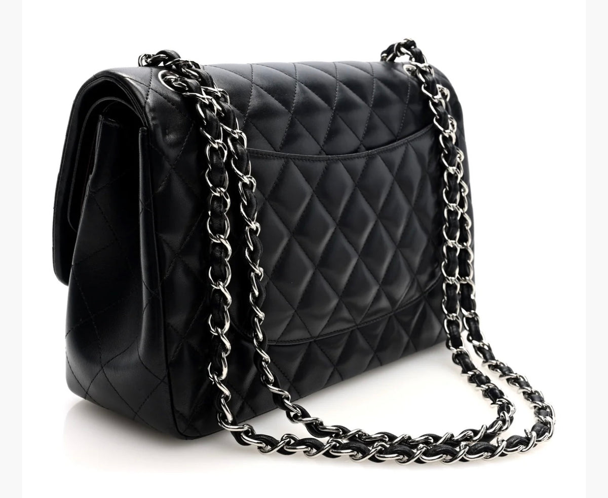 Chanel Jumbo double Flap Quilted Lambskin black/slvr - NIDHALHAUS