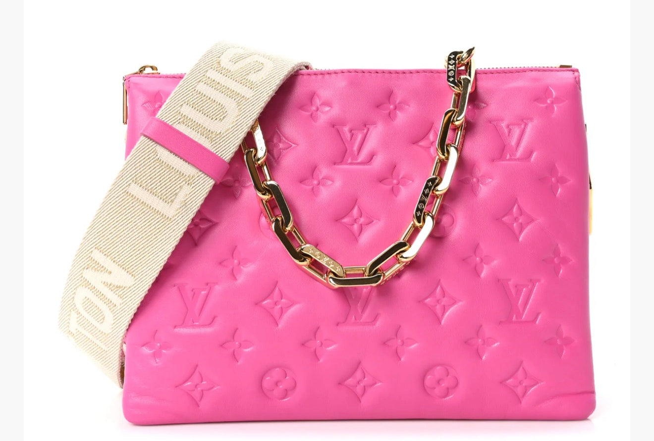 Louis Vuitton Lambskin Embossed Monogram Coussin PM Rose Miami