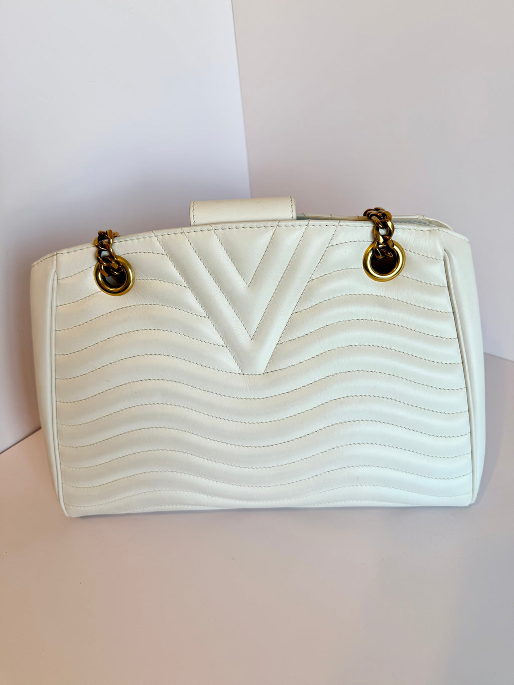 Louis Vuitton white new wave chain shoulder and crossbody bag
