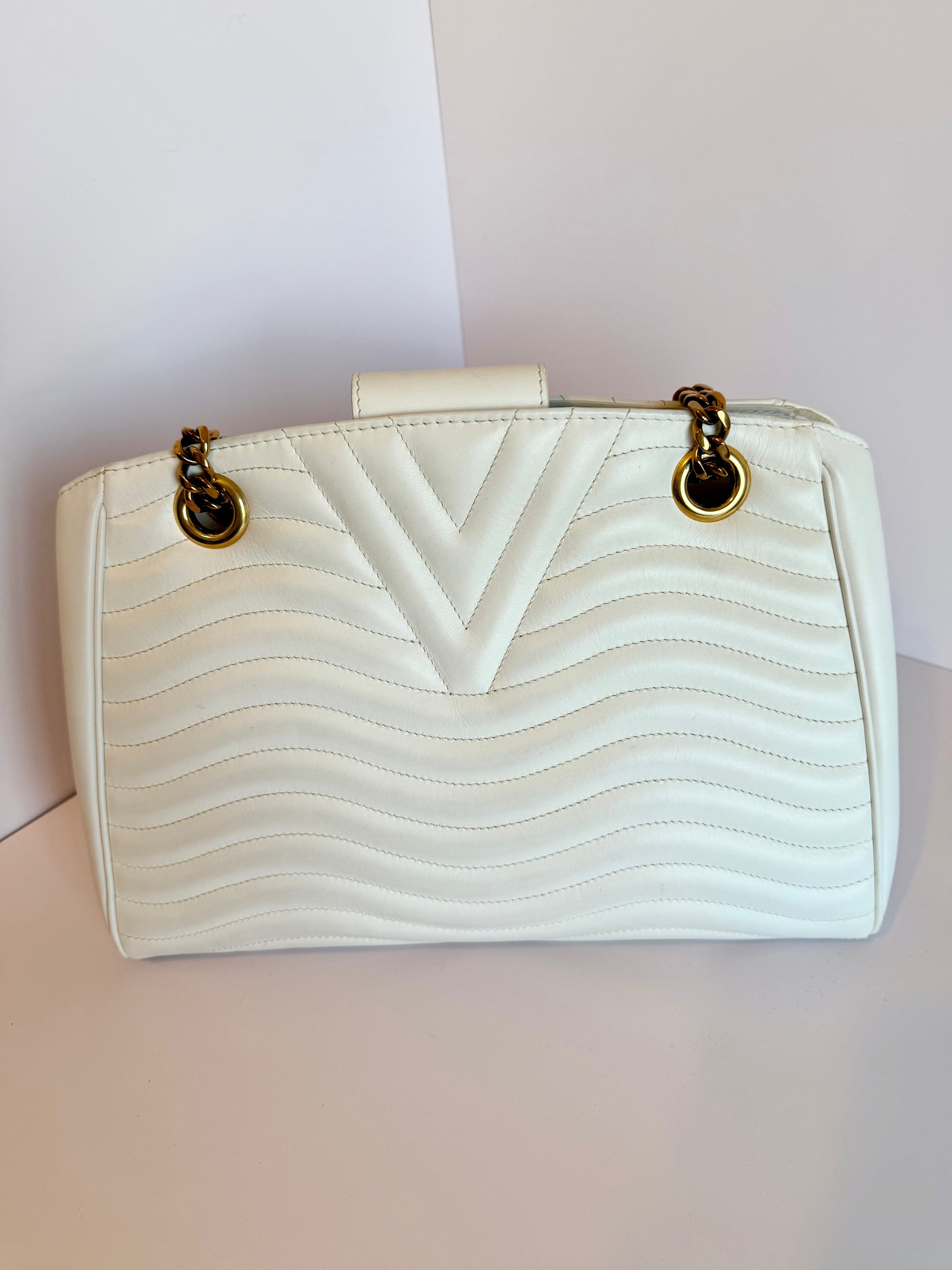 Louis Vuitton white new wave chain shoulder and crossbody bag