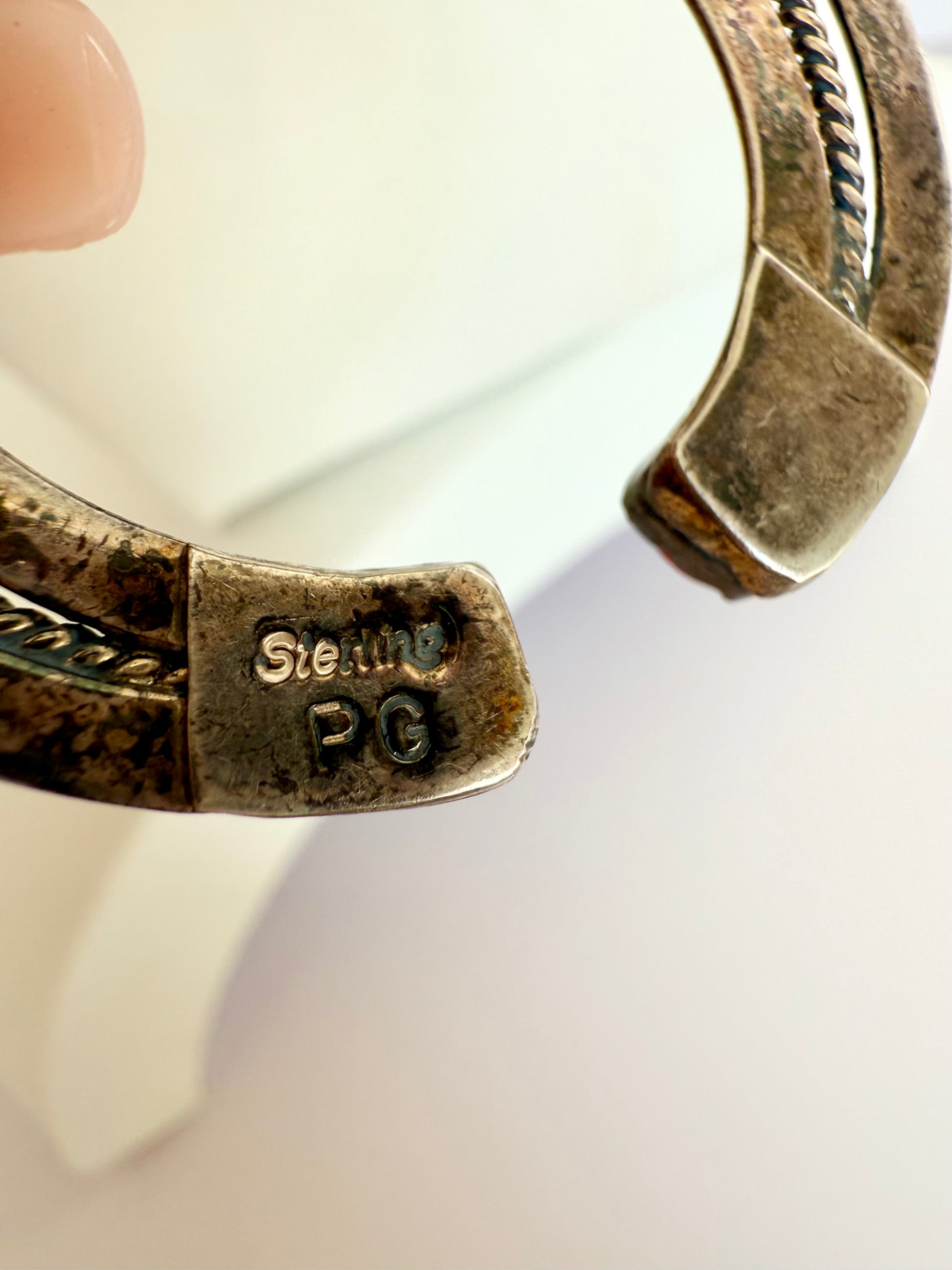 Navajo squash blossom sterling silver coral