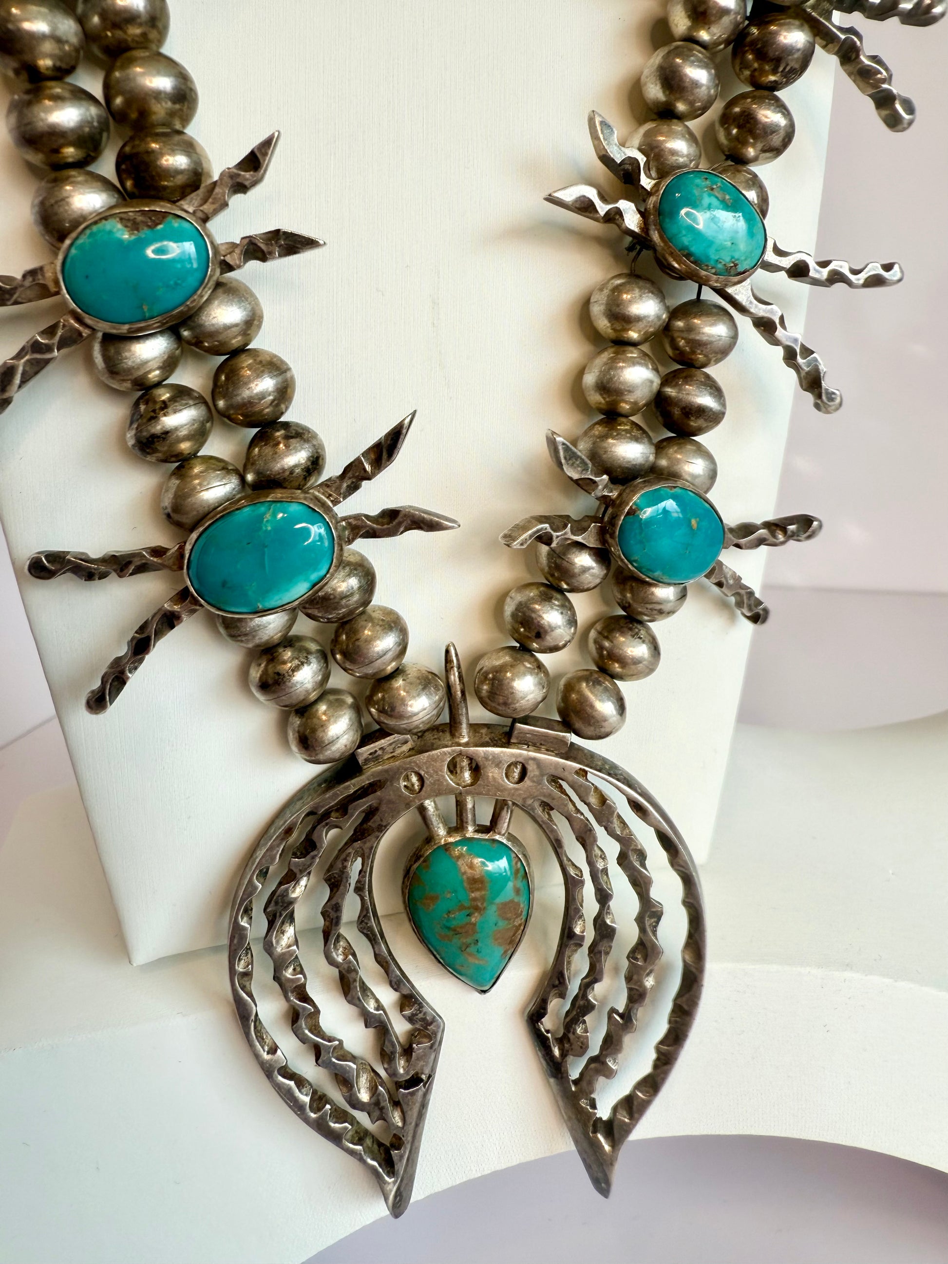 Navajo squash blossom sterling silver and turquoise