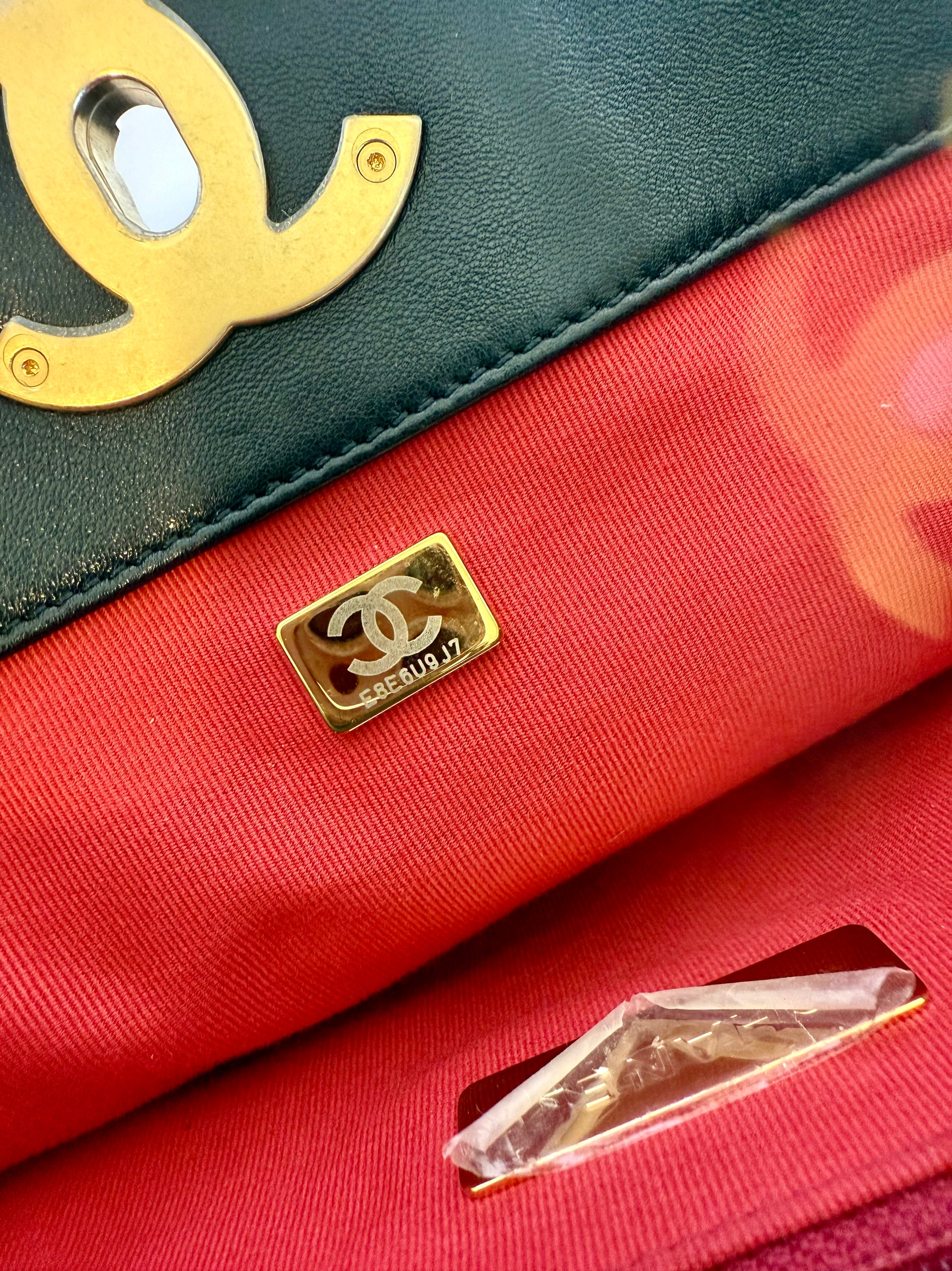 Chanel 19 quilted lamb leather vertical tote