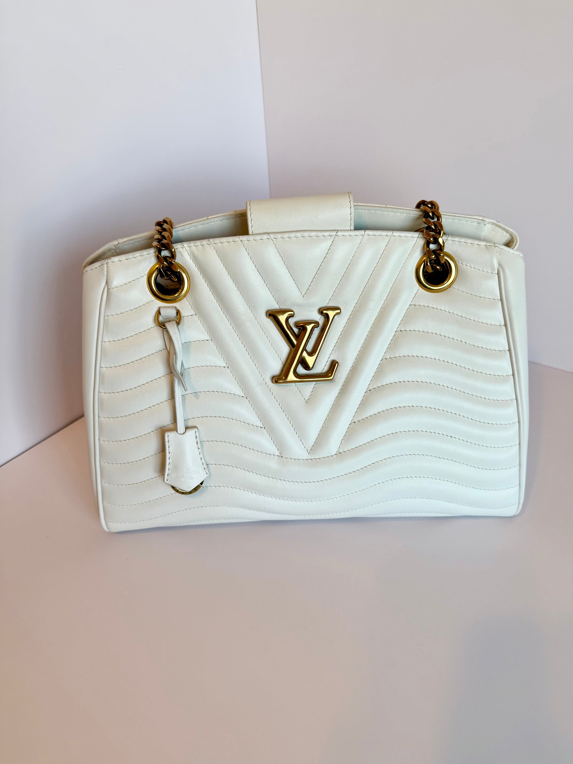 Louis Vuitton white new wave chain shoulder and crossbody bag
